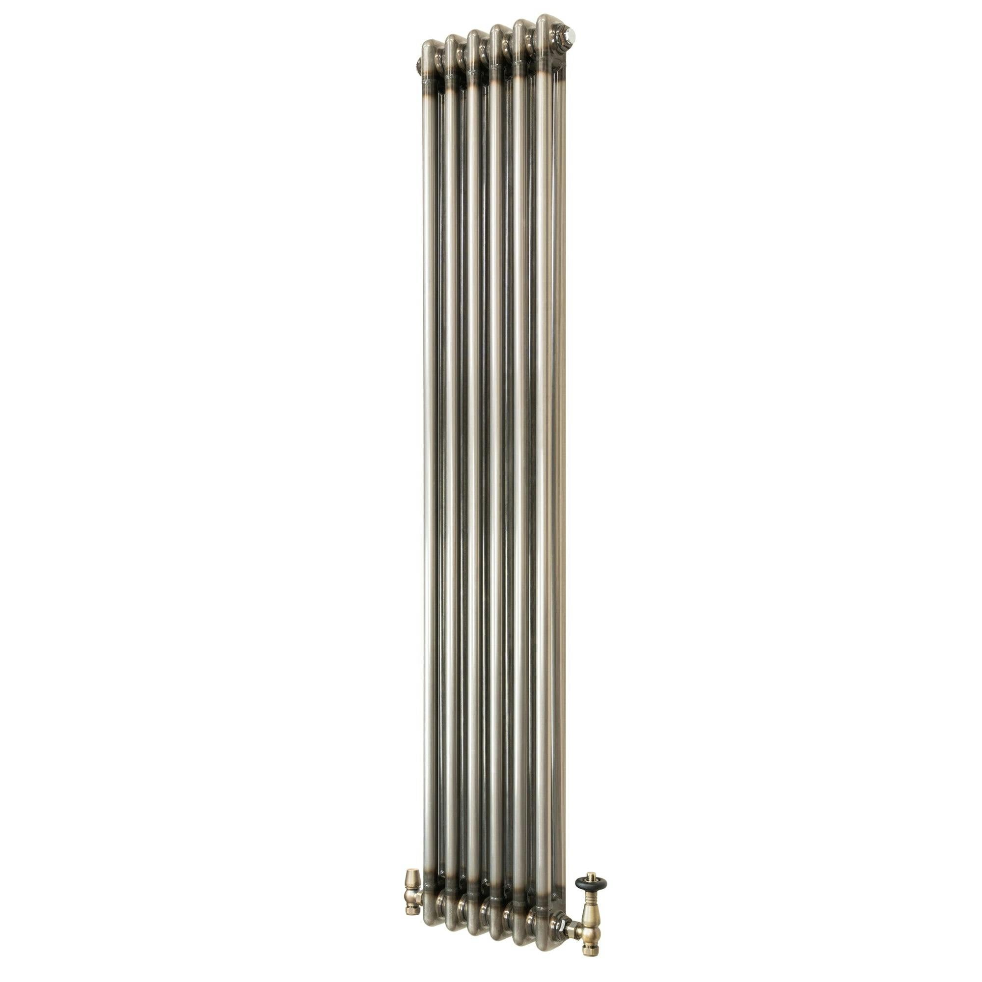 Monstershop Traditional 2 Column Radiator & Valves – 1500Mm X 290Mm - Raw Metal