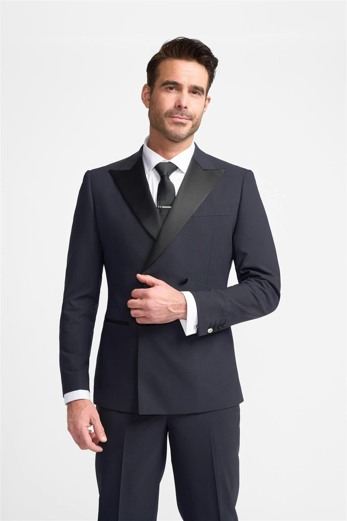 House Of Cavani Aspen Midnight Navy Double Breasted Blazer - 46 Inch Chest