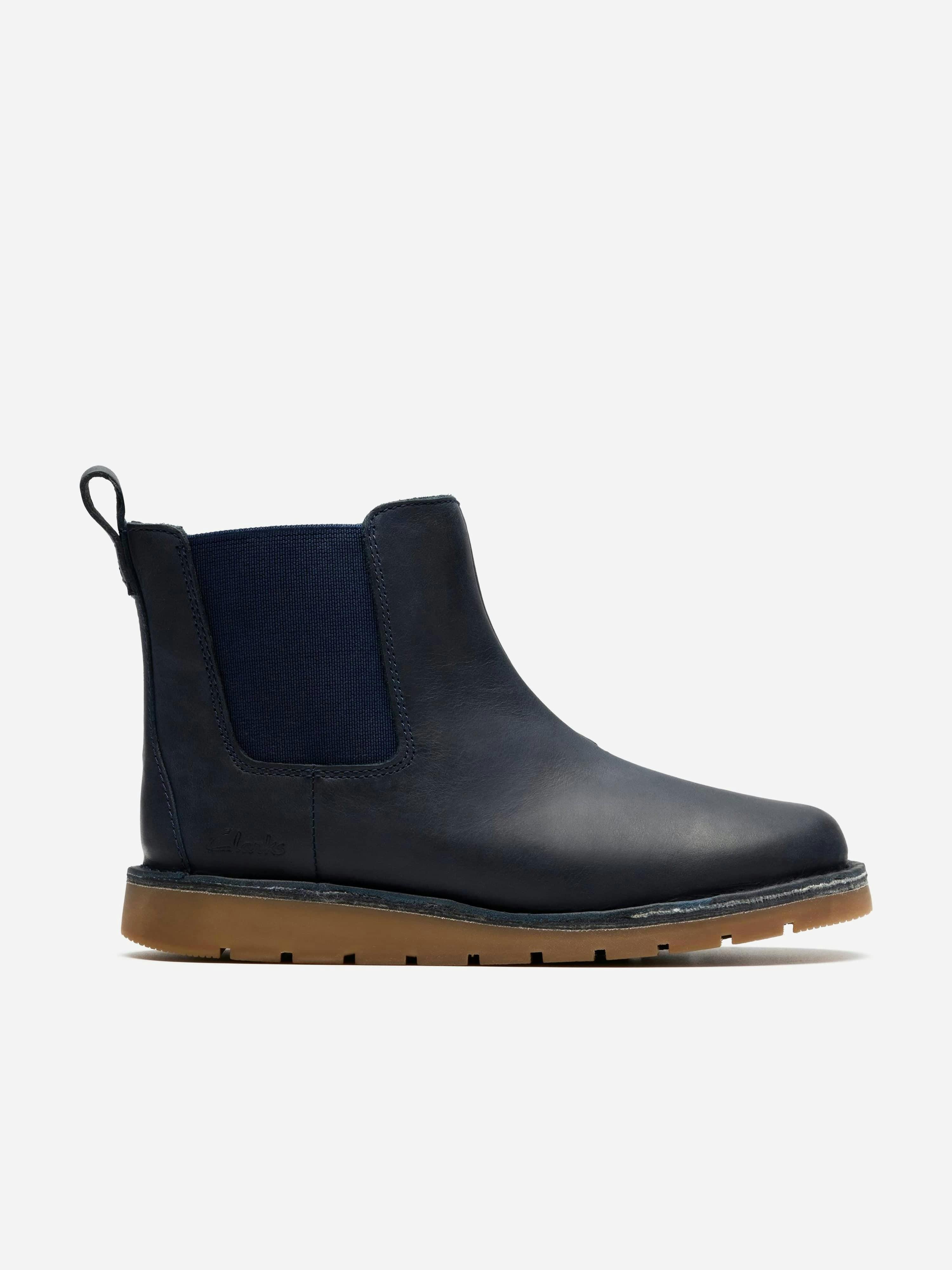 Clarks Boys Blue Kids Leather Joyful Sky Boots In Navy - Eu 32 Uk 13