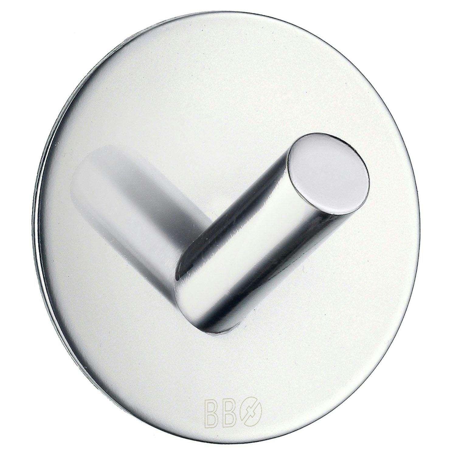 Rackhams Chrome Stainless Steel Single Towel Hook (48 X 48Mm) Self Adhesive Bathroom Wall Mounted