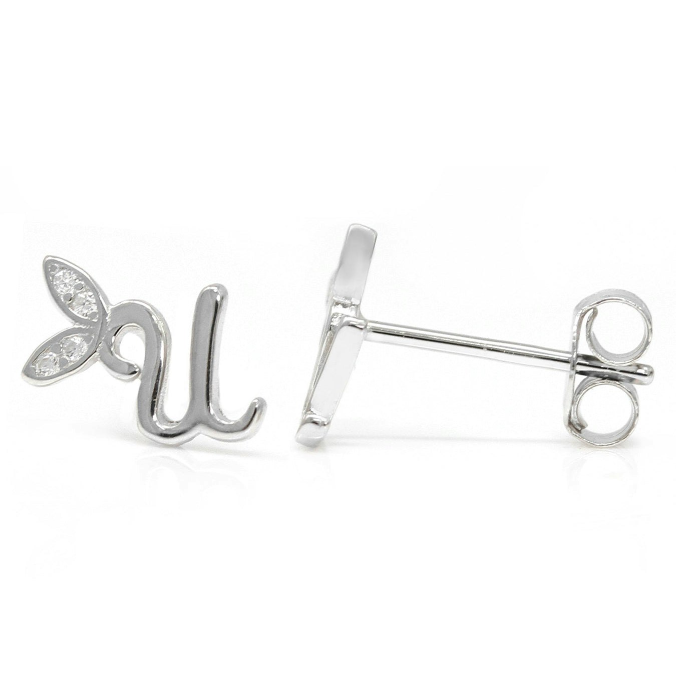 Say It With Silver Winged Initial Earrings - Sterling - U