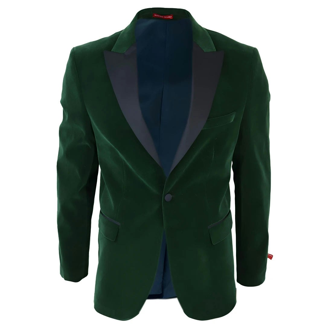 Truclothing Men's Green/Black Velvet Tux Blazer Satin Lapels Dinner Wedding Prom Tie - 46