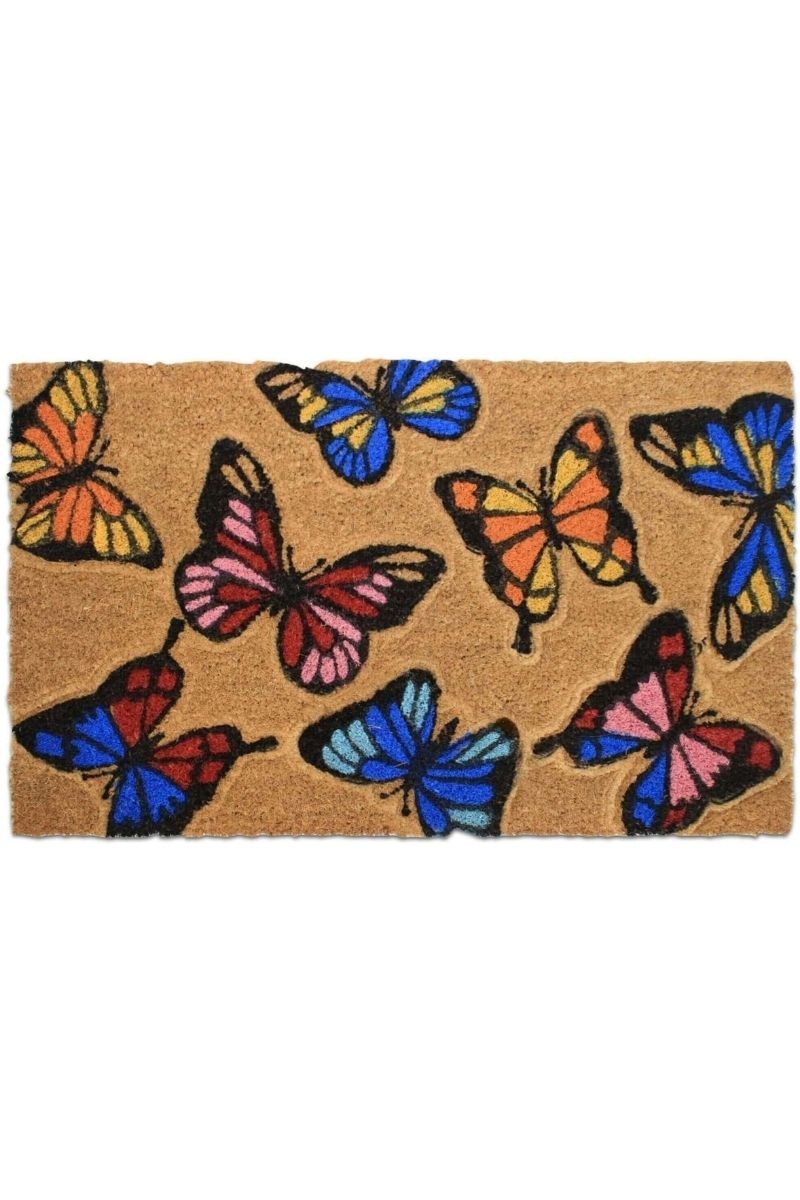 Rackhams Coir Embossed Butterfly Mats 45X75 Cm