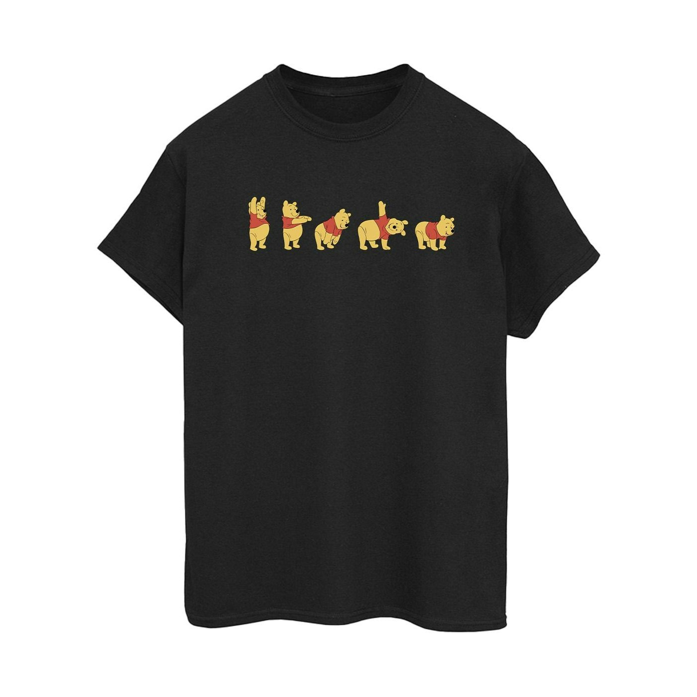 Disney Women's Black / Winnie The Pooh Stretching Cotton Boyfriend T-Shirt - 5XL