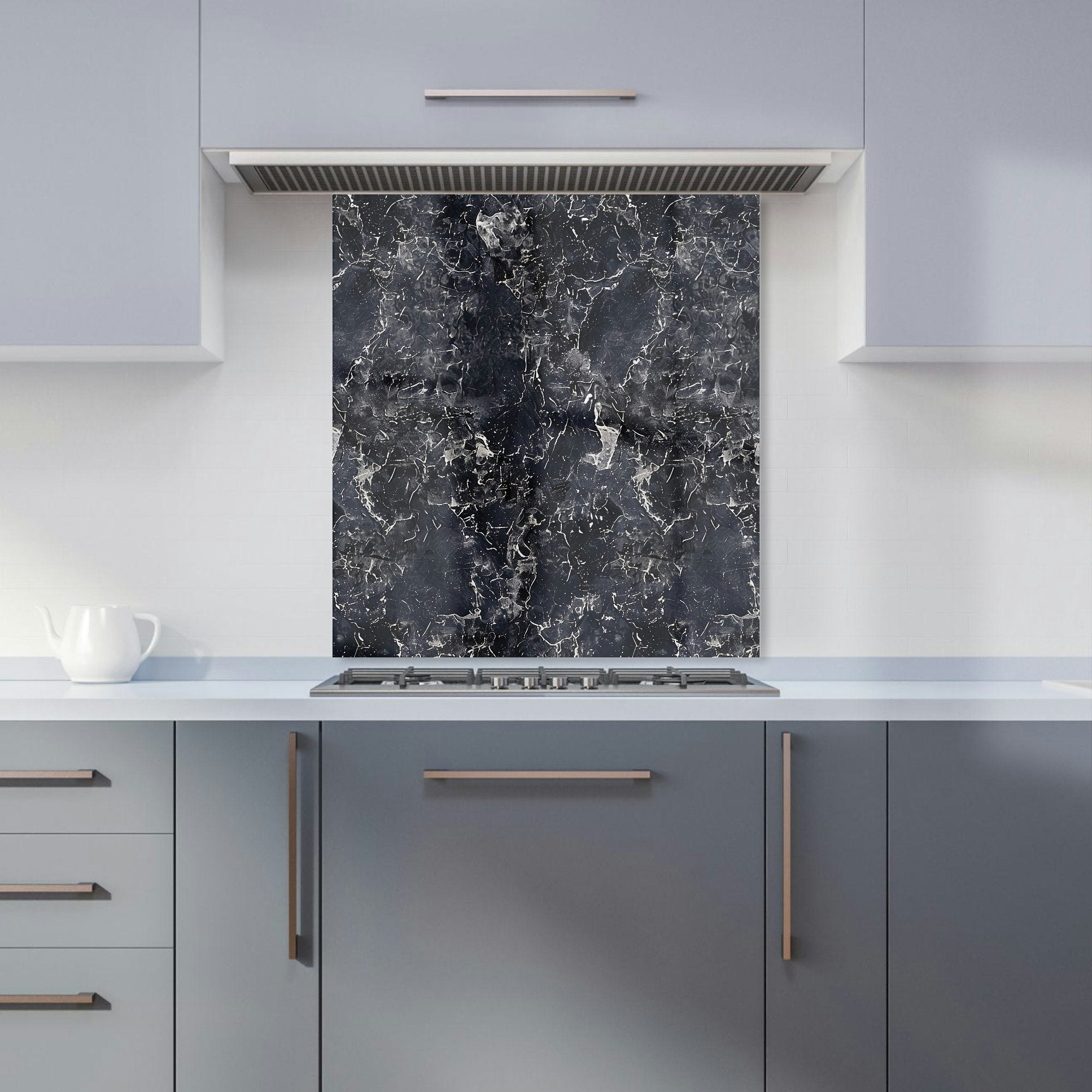 Warren Reed Black - Designer Quartz Effect Kitchen Splashback - W600mm X H650mm