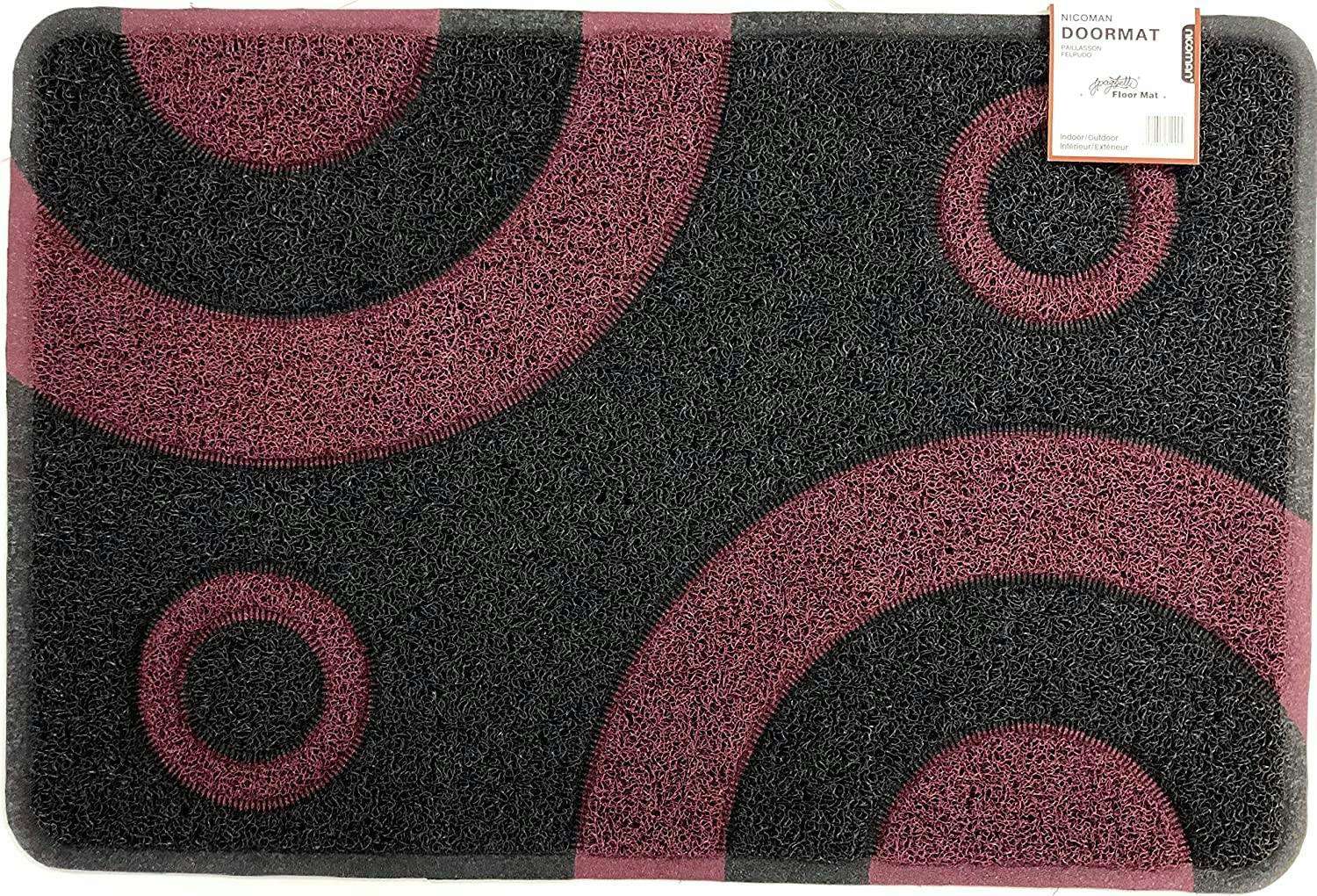 Nicoman Purple/Black Geo Circle Spaghetti Doormat 90X60cm