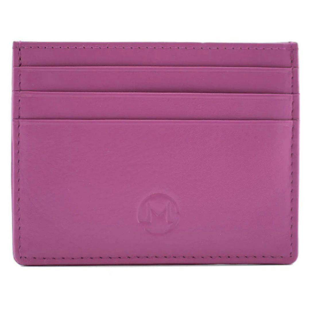 Mala Leather Pink Origin Plain Leather Card Holder With Zip Pocket