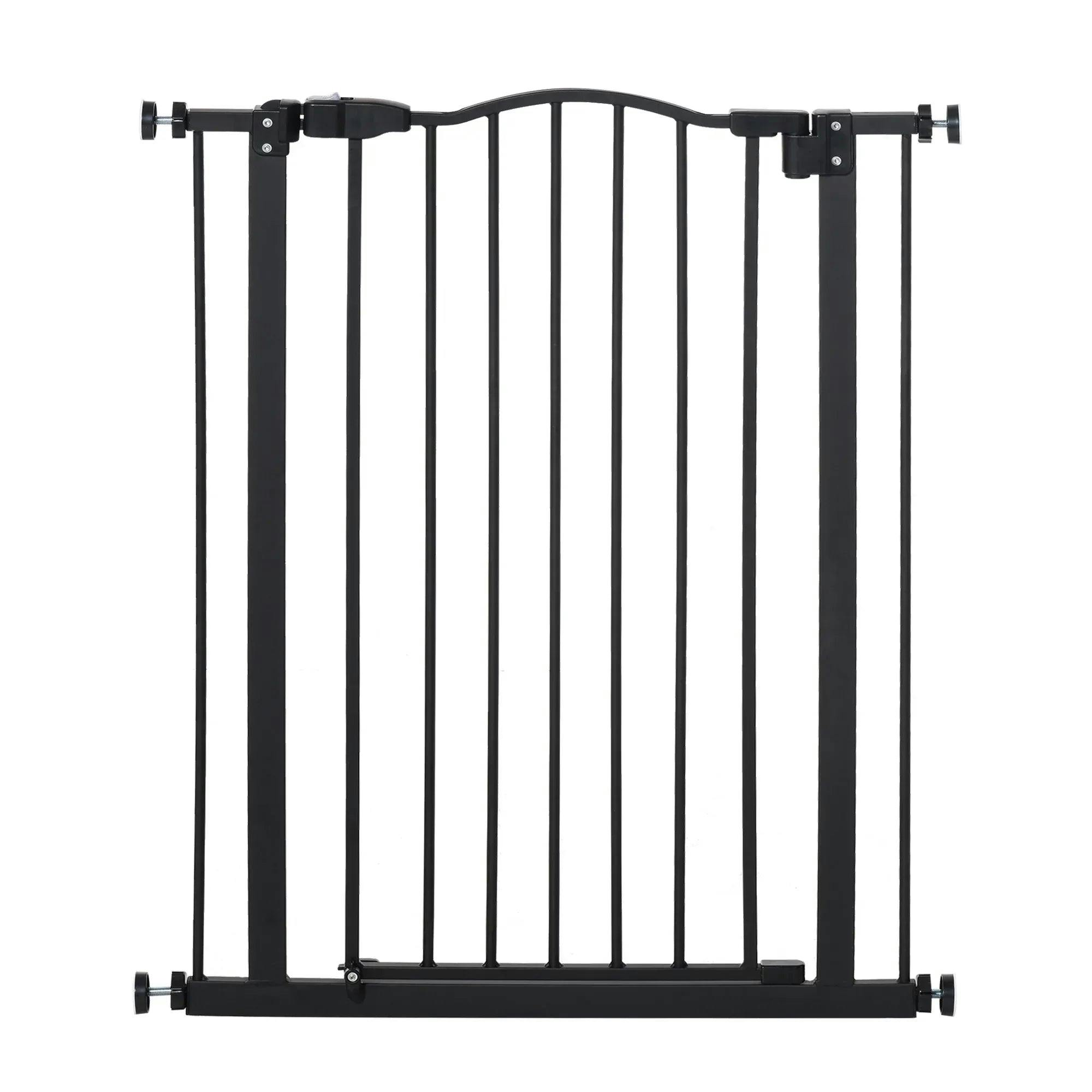 PawHut Pressure Fit Dog Stair Gate No Drilling Safety Gate Auto Close for Doorways, Hallways, 74-80cm Adjustable, 94cm Tall, Black - Image 4