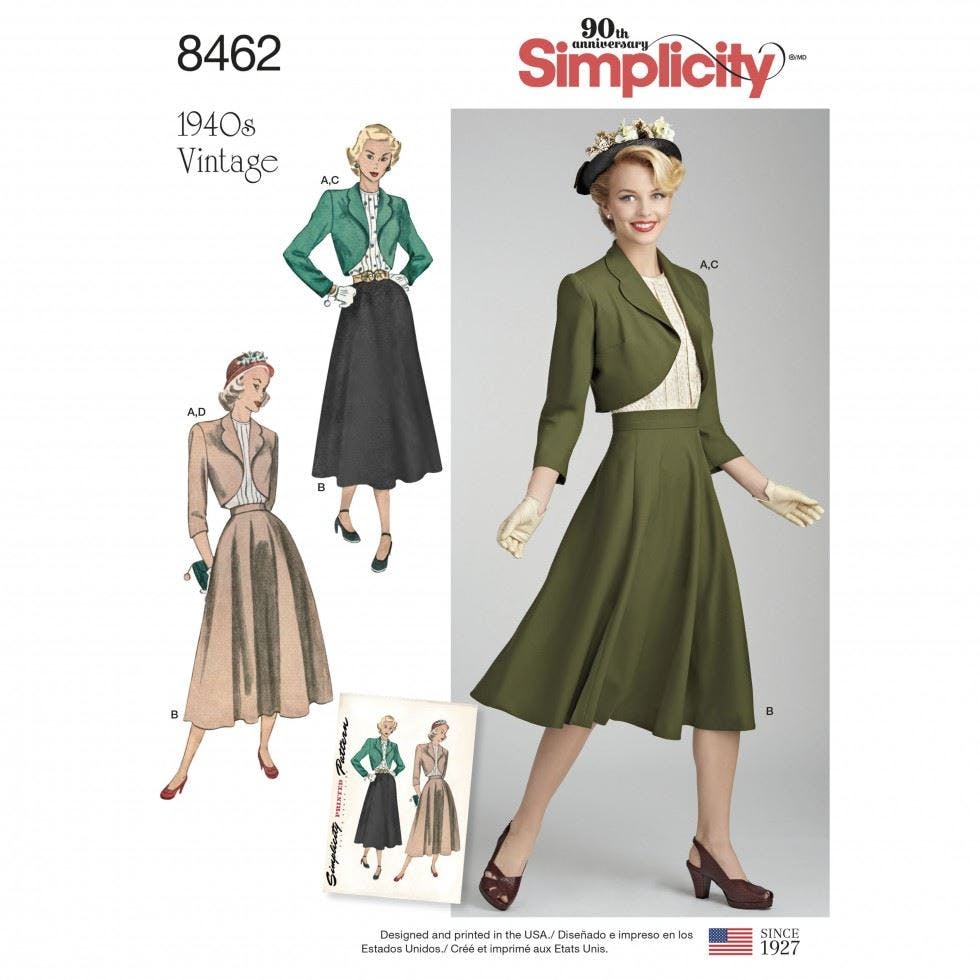 Simplicity Women's Sewing Pattern 8462, Jackets, Skirts, Tops, Vintage Style For H5 (6-8-10-12-14) - Intermediate - U5 (16-18-20-22-24)