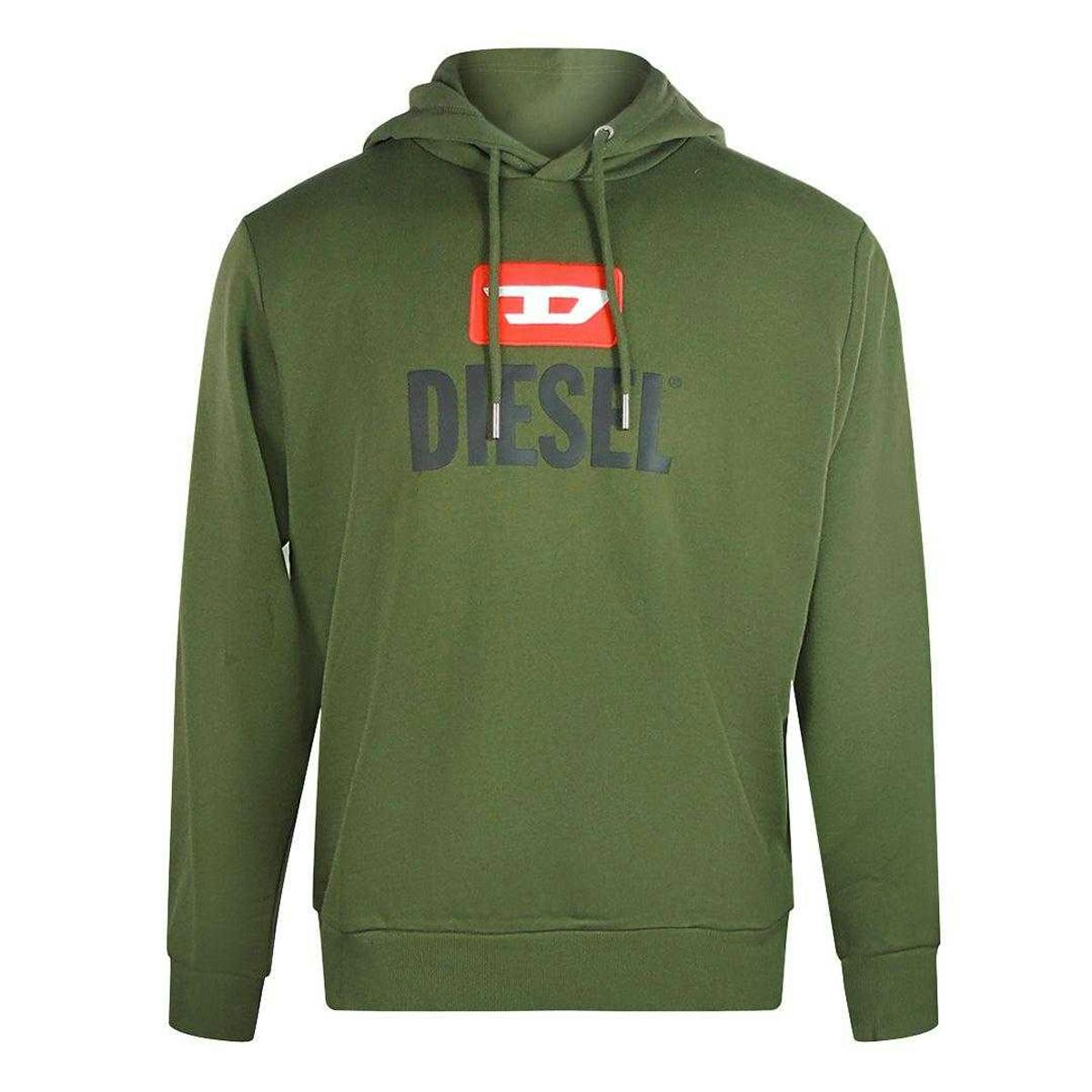 Diesel Men's Green Logo Hoodie - M - 95% Cotton/5% Elastane