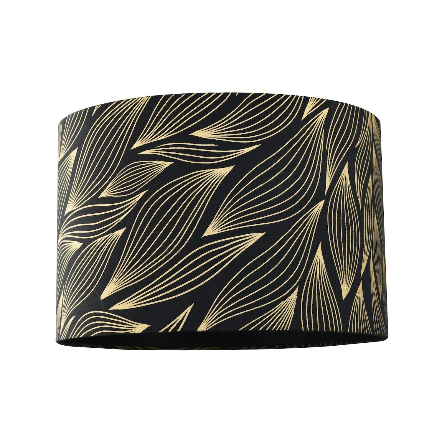 Rackhams Black/Gold Designer Lamp Shade With Foil Leaves With Inner Satin Fabric Lining