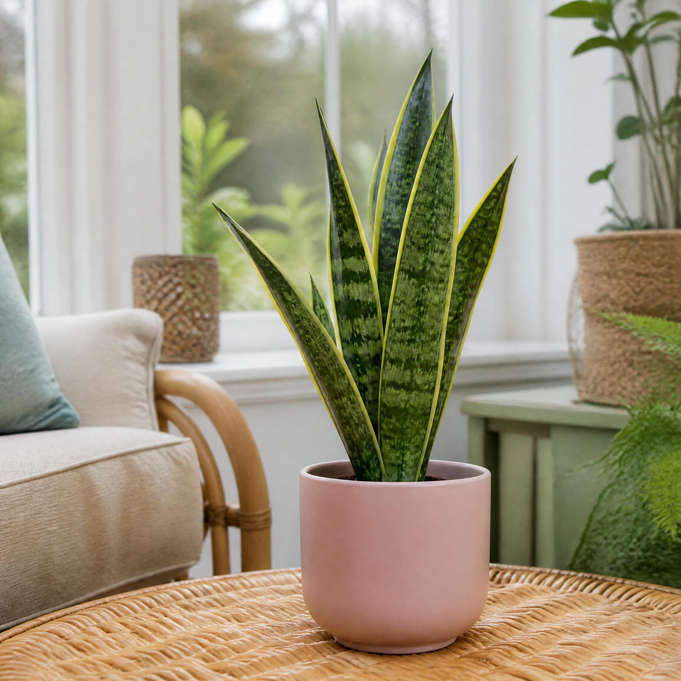 - Sansevieria Superba Snake Plant 12Cm Pot In Matt Pink Ceramic Pot - Image 2