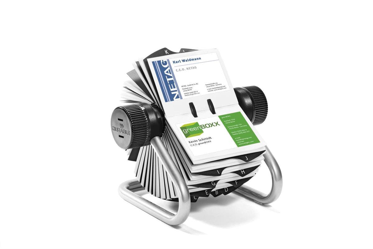 Durable Silver Visifix 400 Card Rotary Business Card Holder File | A-Z Index |