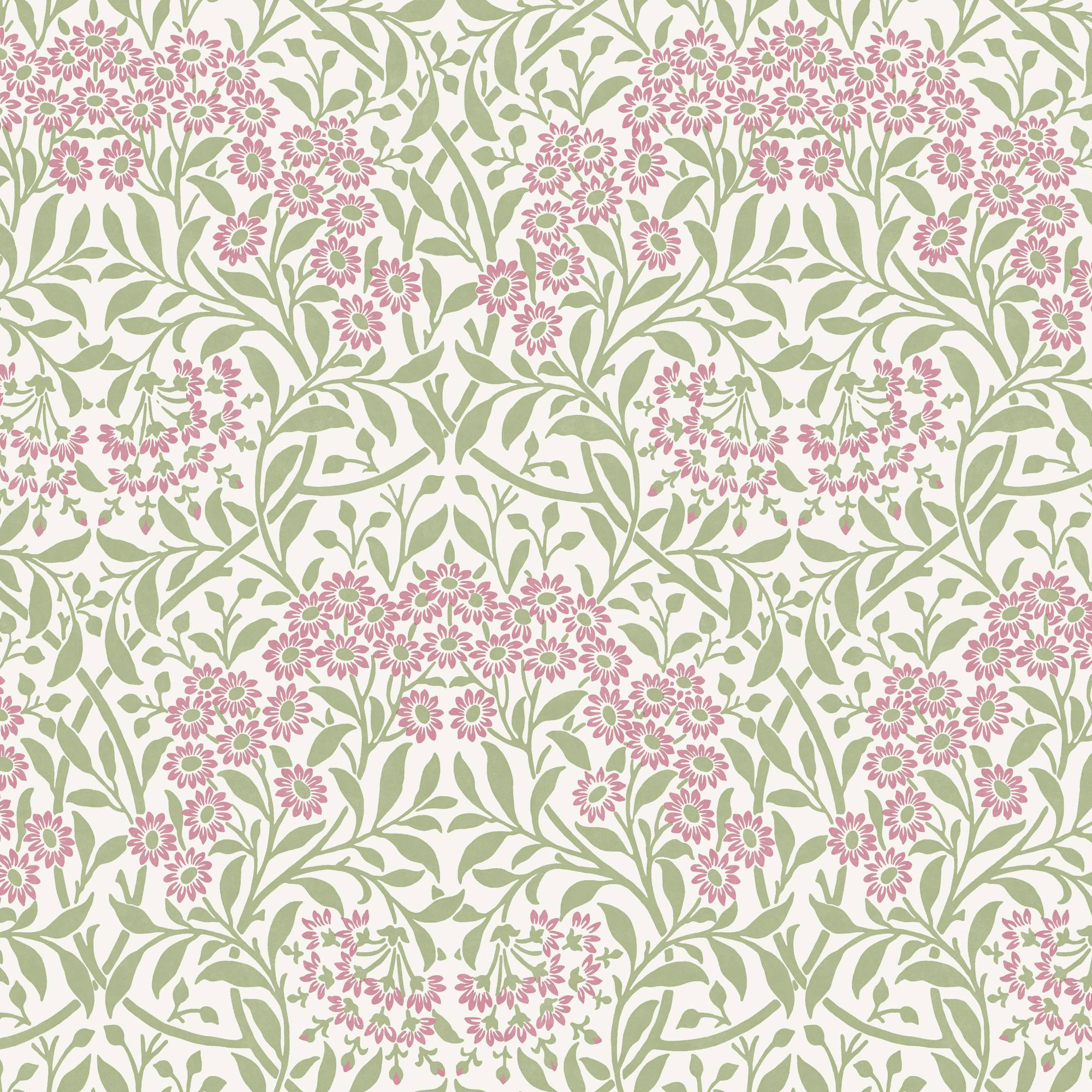 William Morris At Home Pink Michaelmas Daisy Wallpaper | Cedar