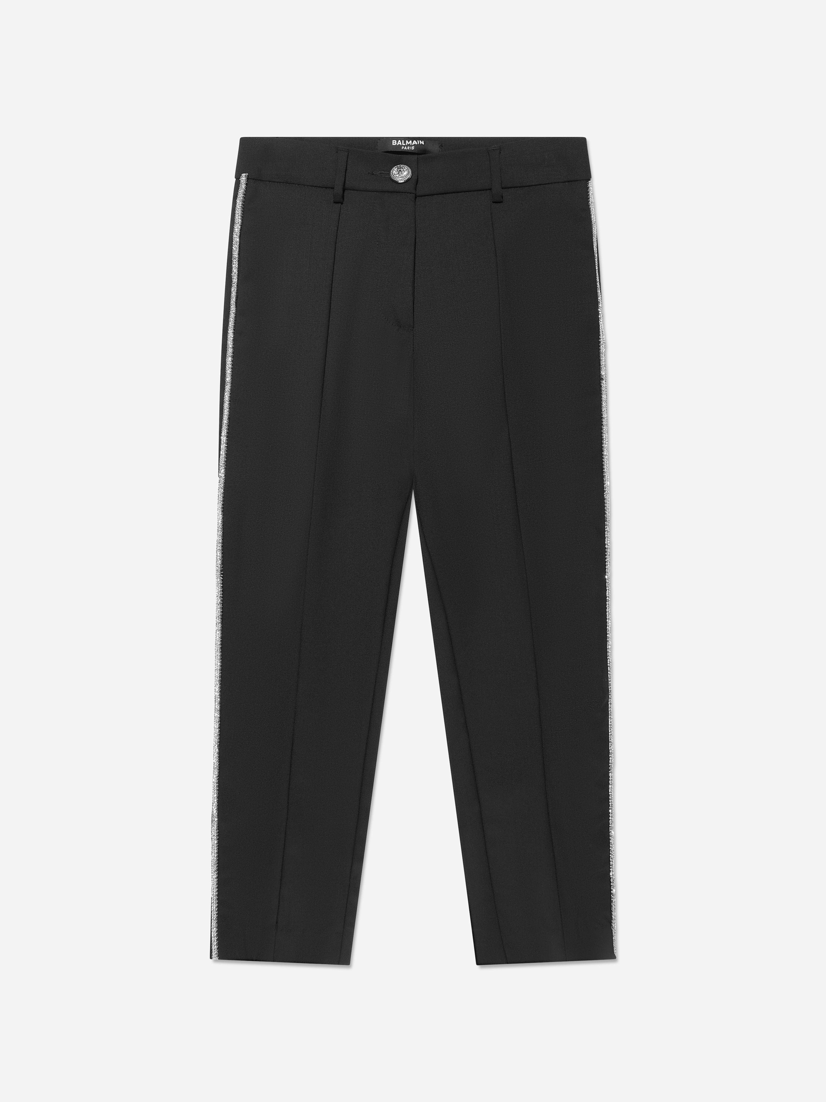 Balmain Girls Black Wool Suit Trousers In - 13 Yrs