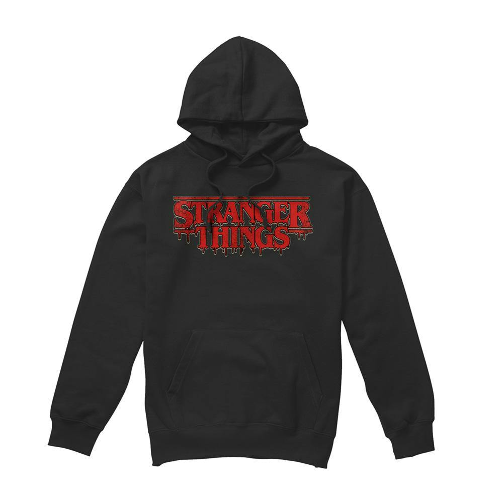 Stranger Things Unisex Black Adult Retro Logo Hoodie - Xxl - 80% Cotton/20% Polyester
