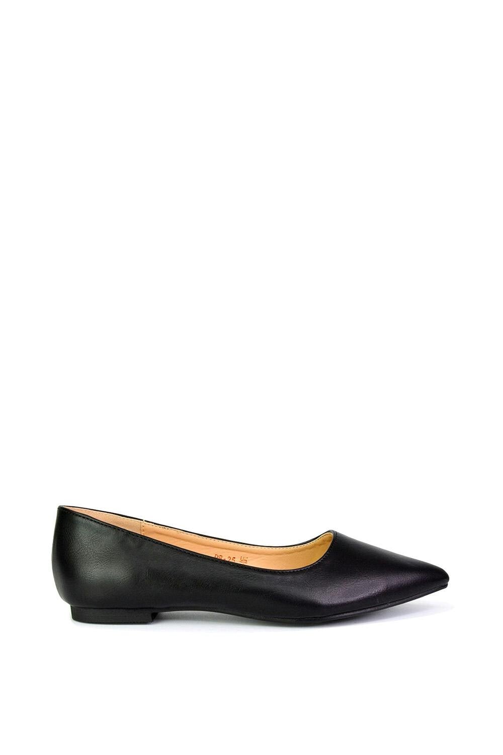 Xy London Women's Black Pointed Toe Slip On Flat Ballerina Pump Shoes - 8