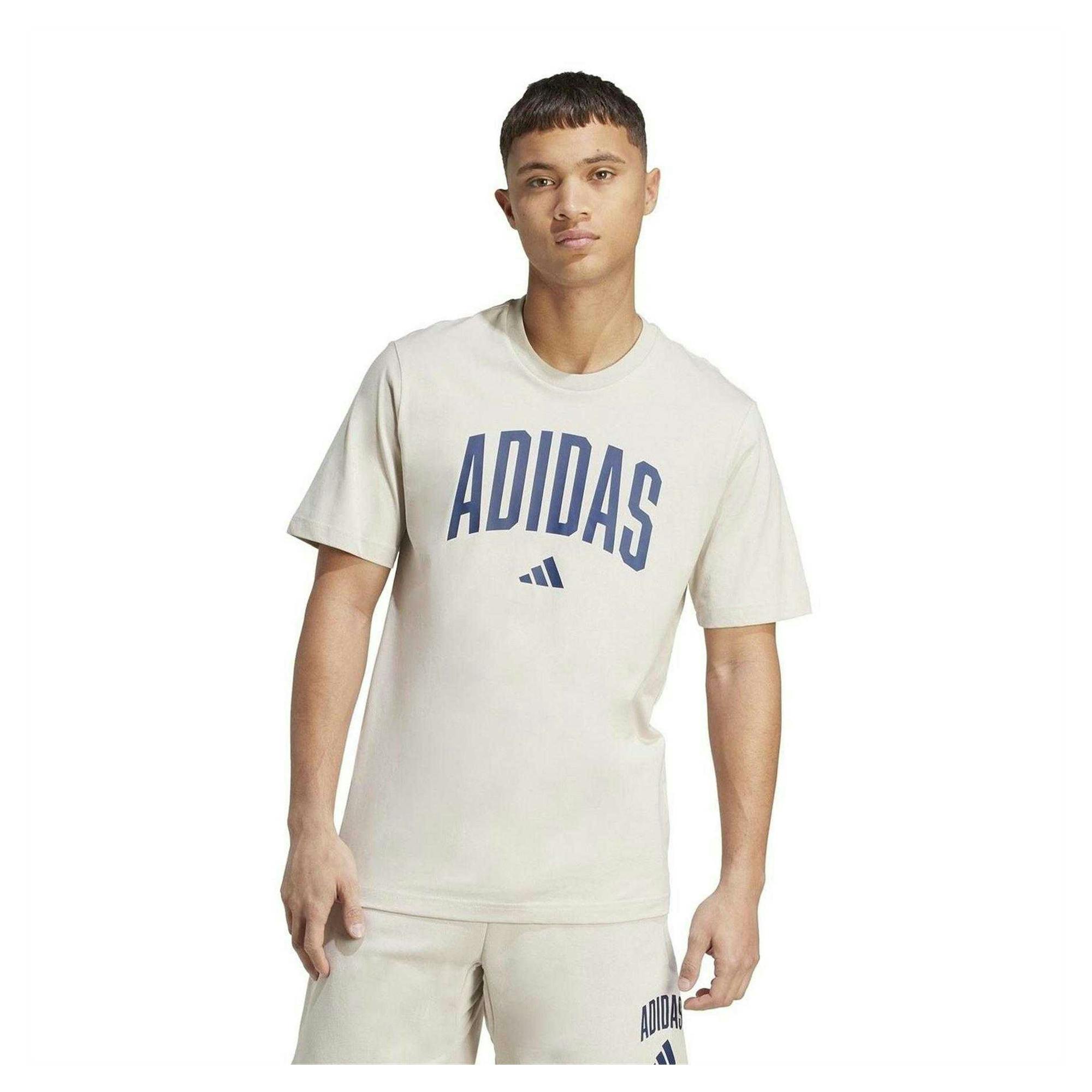 Adidas Men's White Arched Logo T-Shirt - Wonder - S - Wonder - 100% Cotton