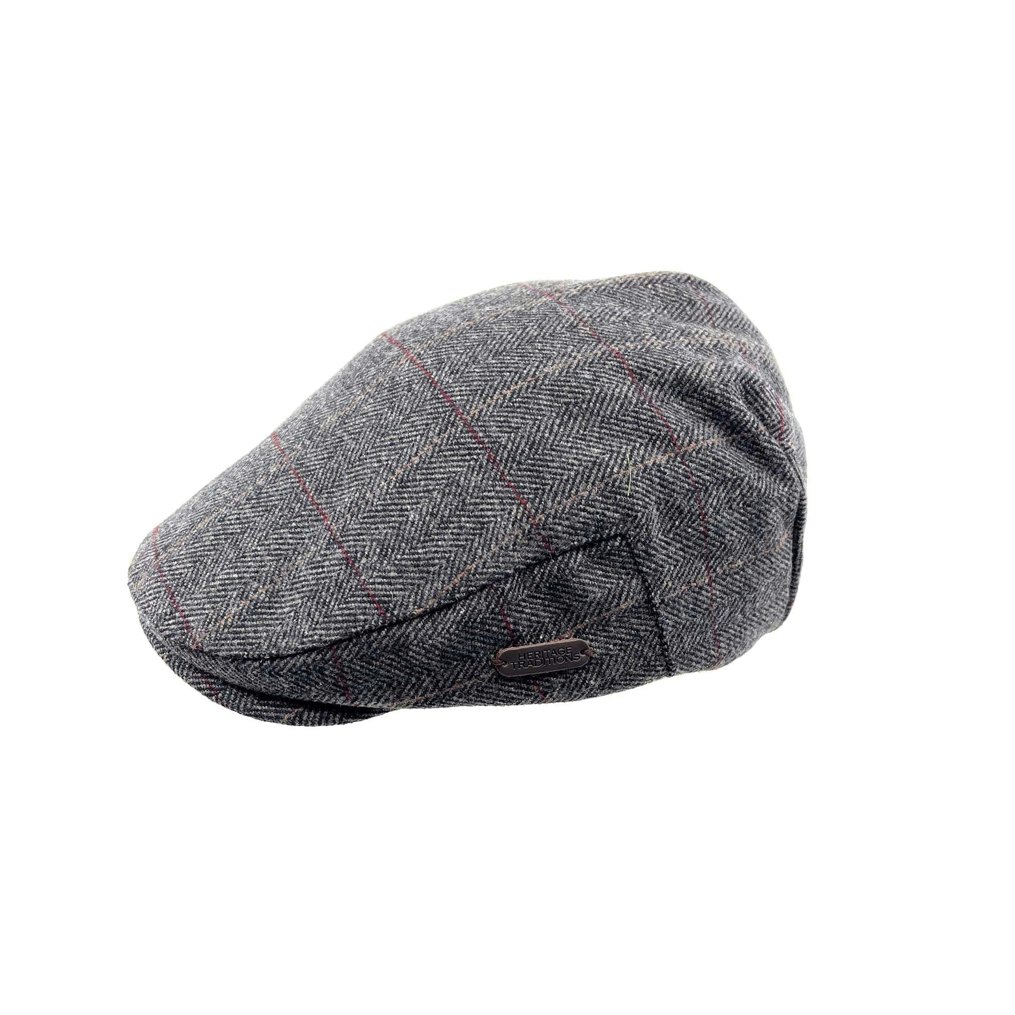 Heritage Traditions Unisex Grey Classic Arthur Tweed Flat Cap - Window Check