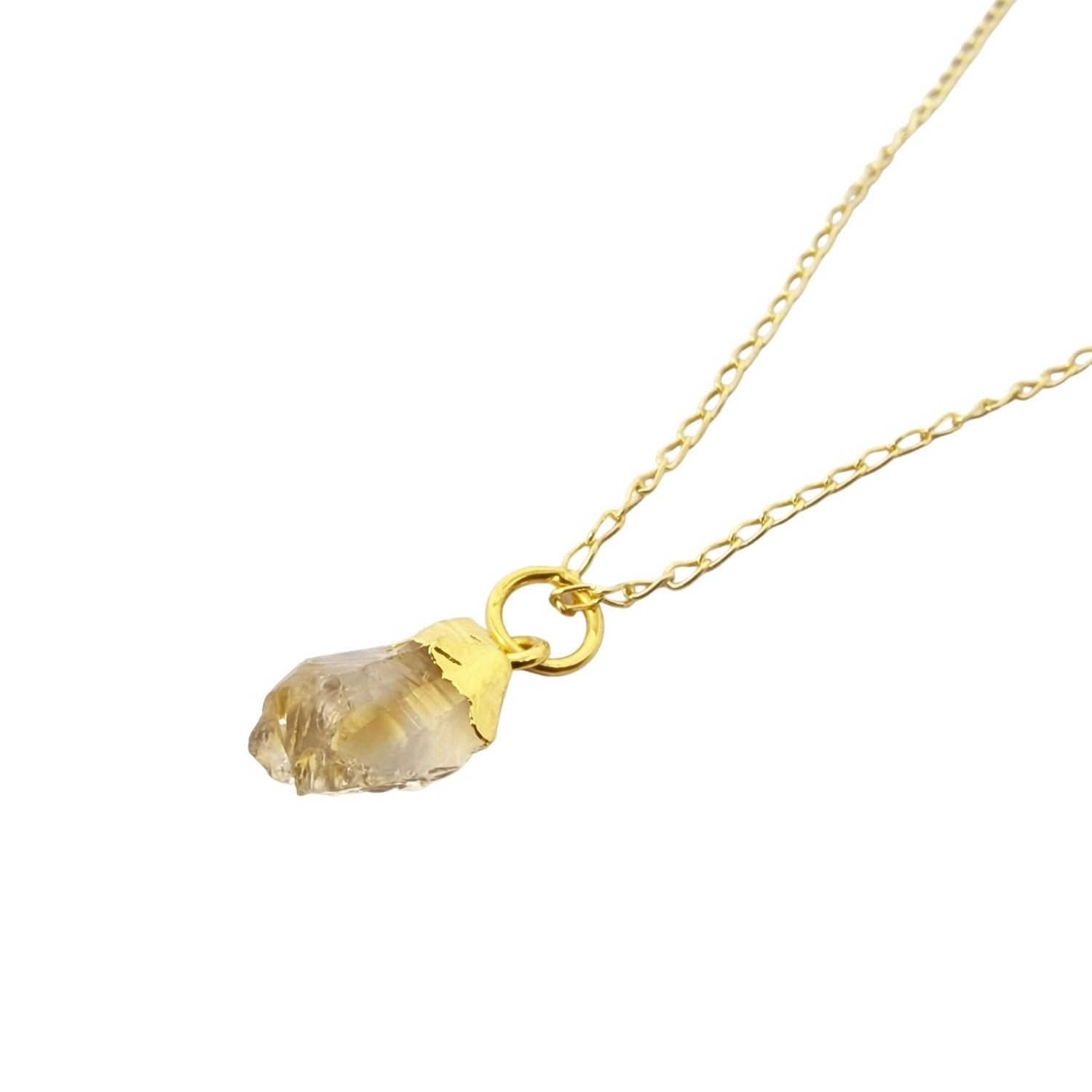 Harfi Gold Raw Citrine November Birthstone Plated Necklace