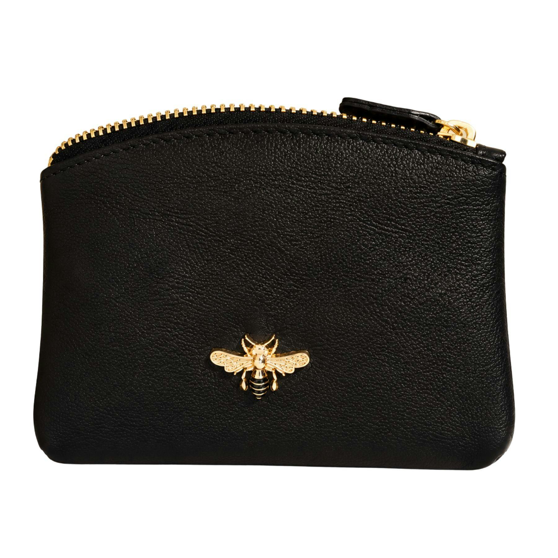 Love Emvy Black Bumble Bee Rfid Leather Coin & Card Purse With Gift Bag