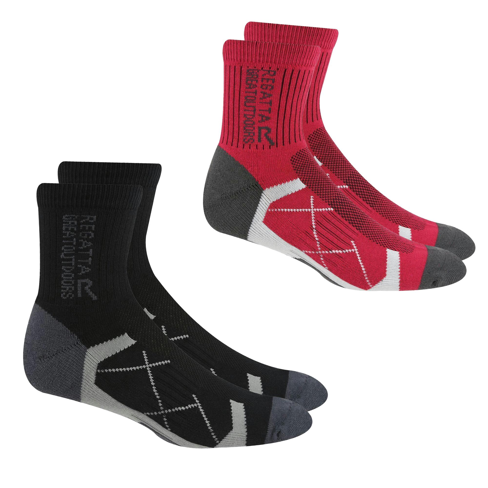Regatta Women's Black/Red / Outdoor Boot Socks (Pack Of 2) - Size 3/3.5/4/4.5/5 - Image 4