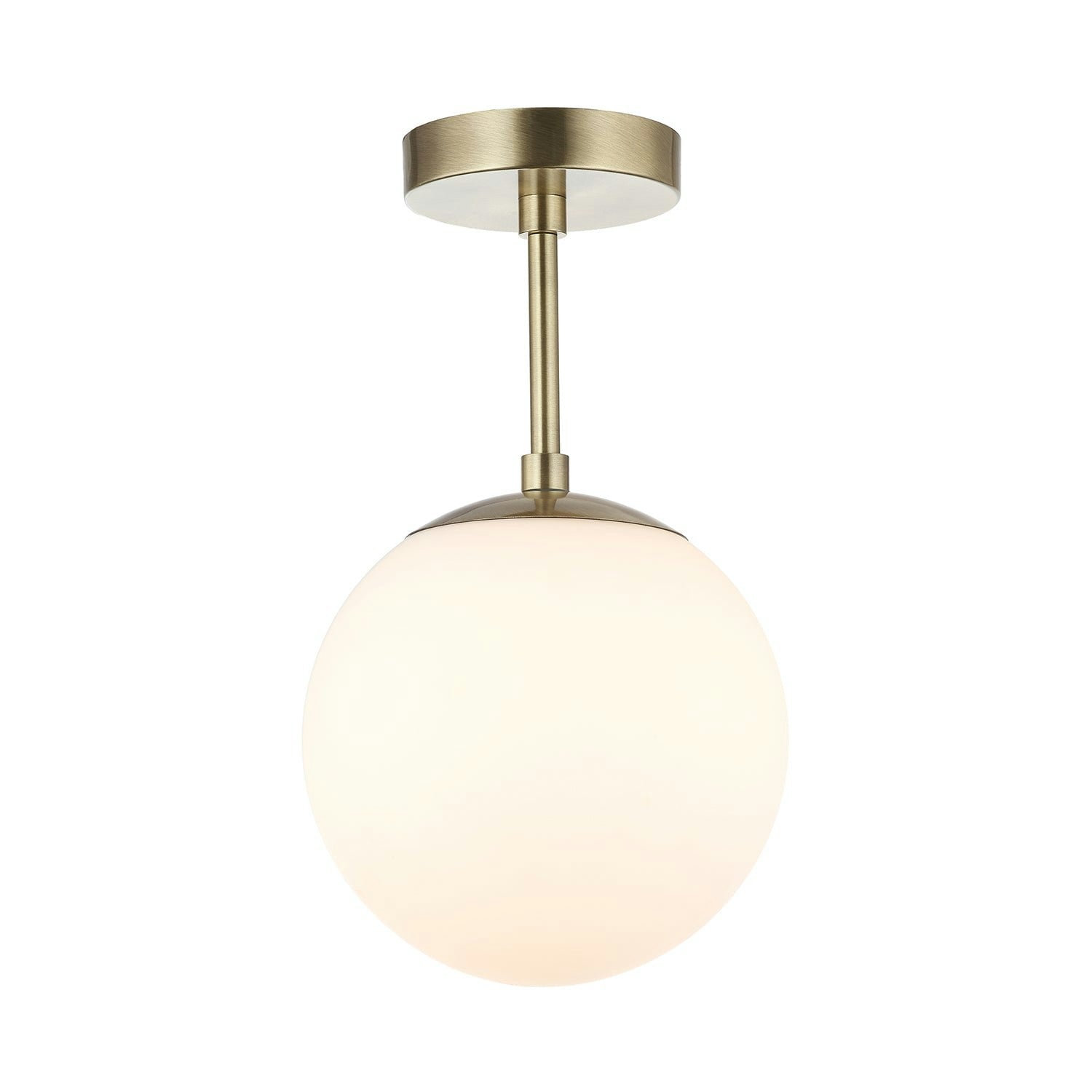 Rackhams Light Traditional Glass Globe Ip44 Bathroom Ceiling Fixture In Antique Brass