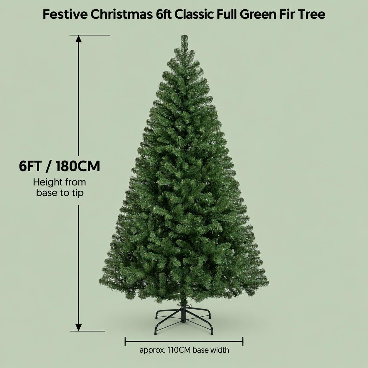 Rackhams Green Festive Christmas 6Ft Classic Full Fir Tree