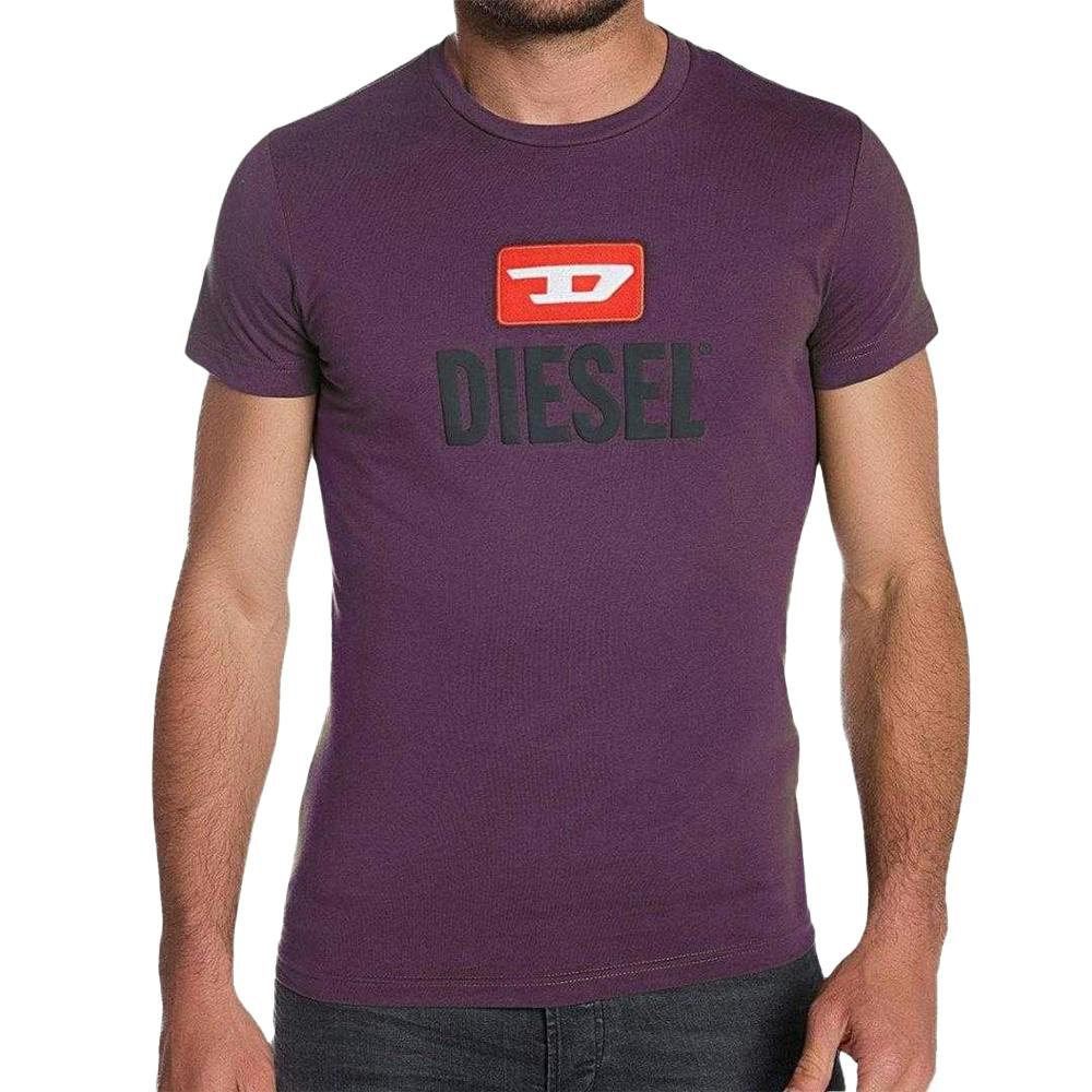 Diesel Unisex Dark/Purple Adult Logo T-Shirt - S - 100% Cotton
