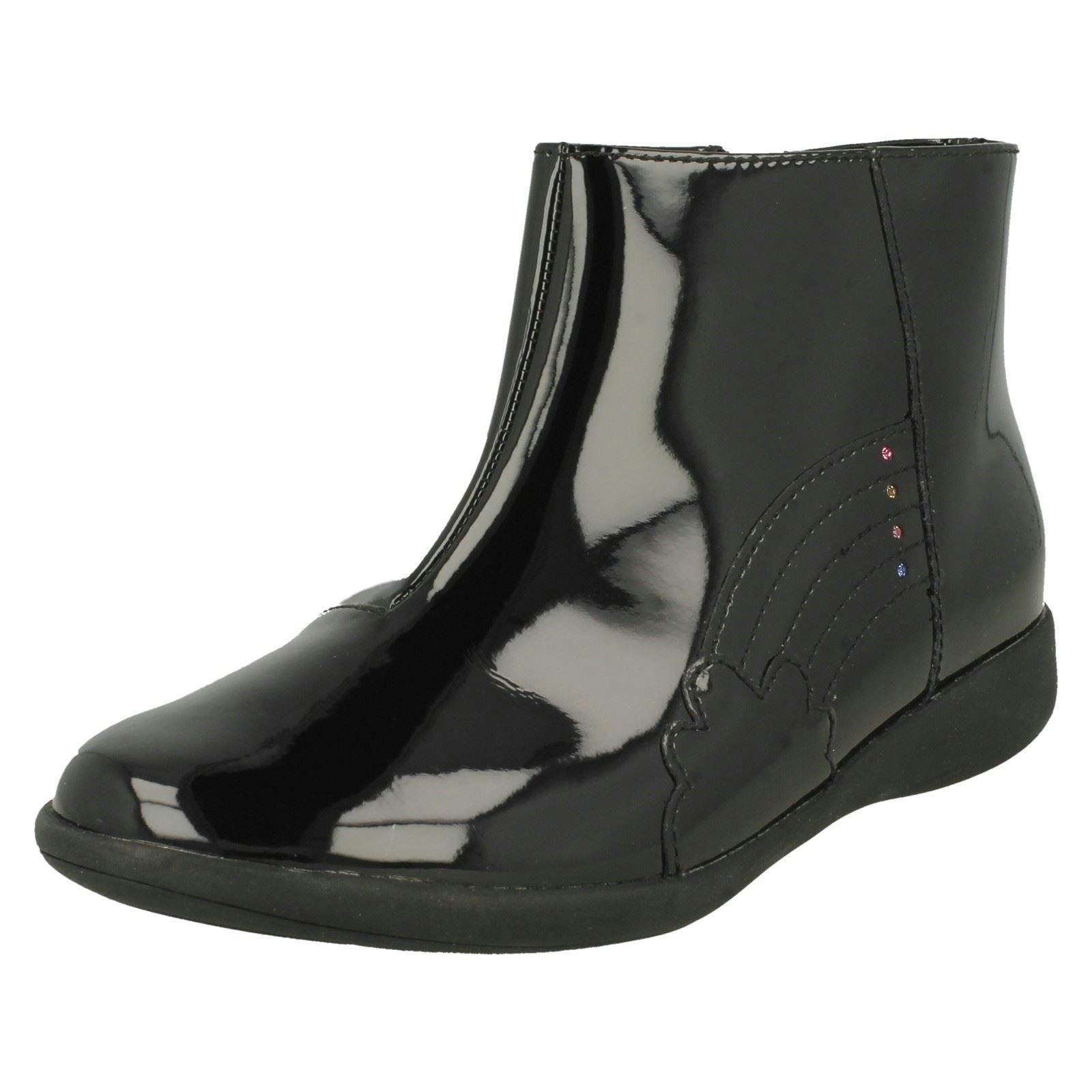 Clarks Girls Black Rainbow Detailed Ankle Boots Etch Glow - Uk 9.5 Child - G