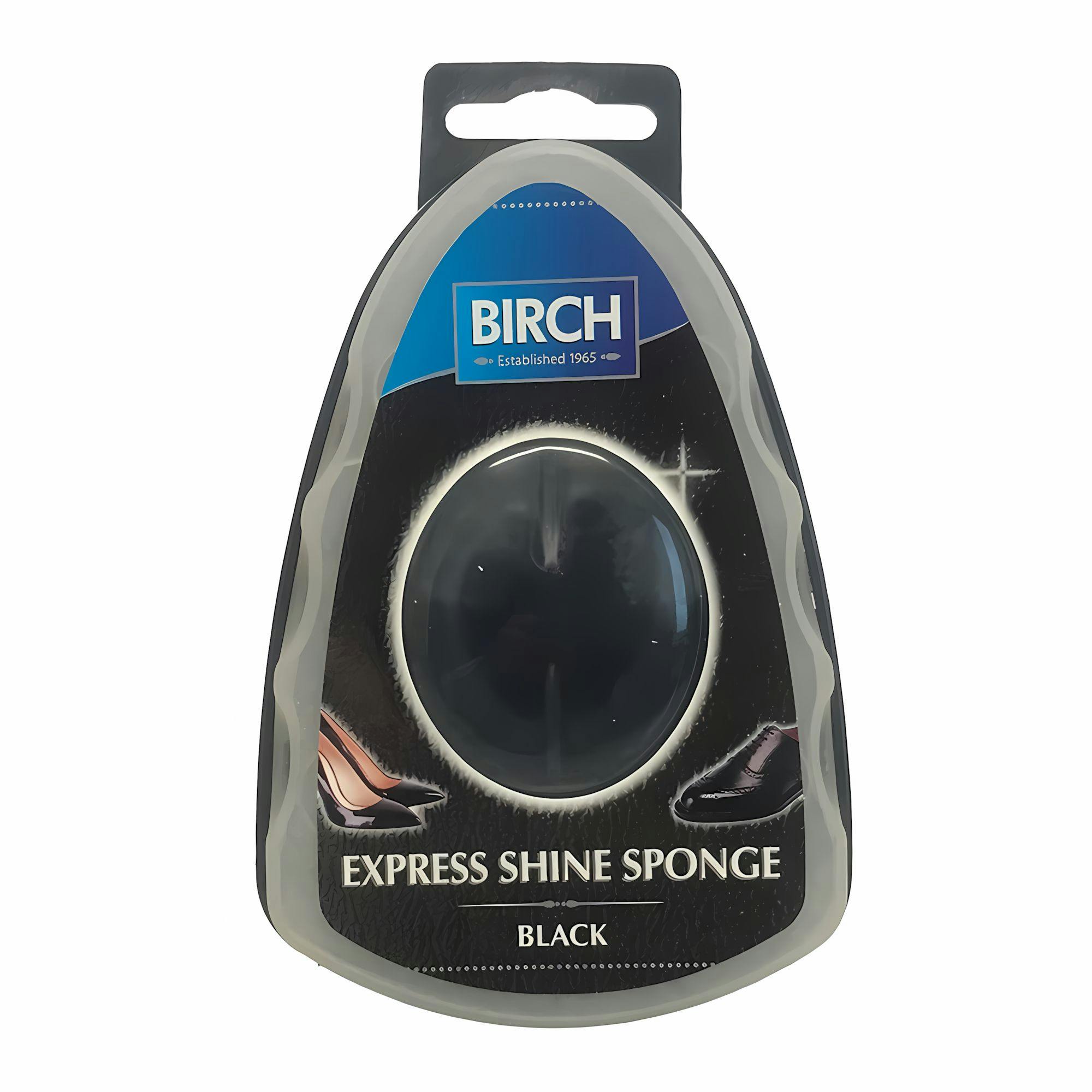 Birch Black Express Shoe Shine Sponge - Integrated Polish For Travel And Office