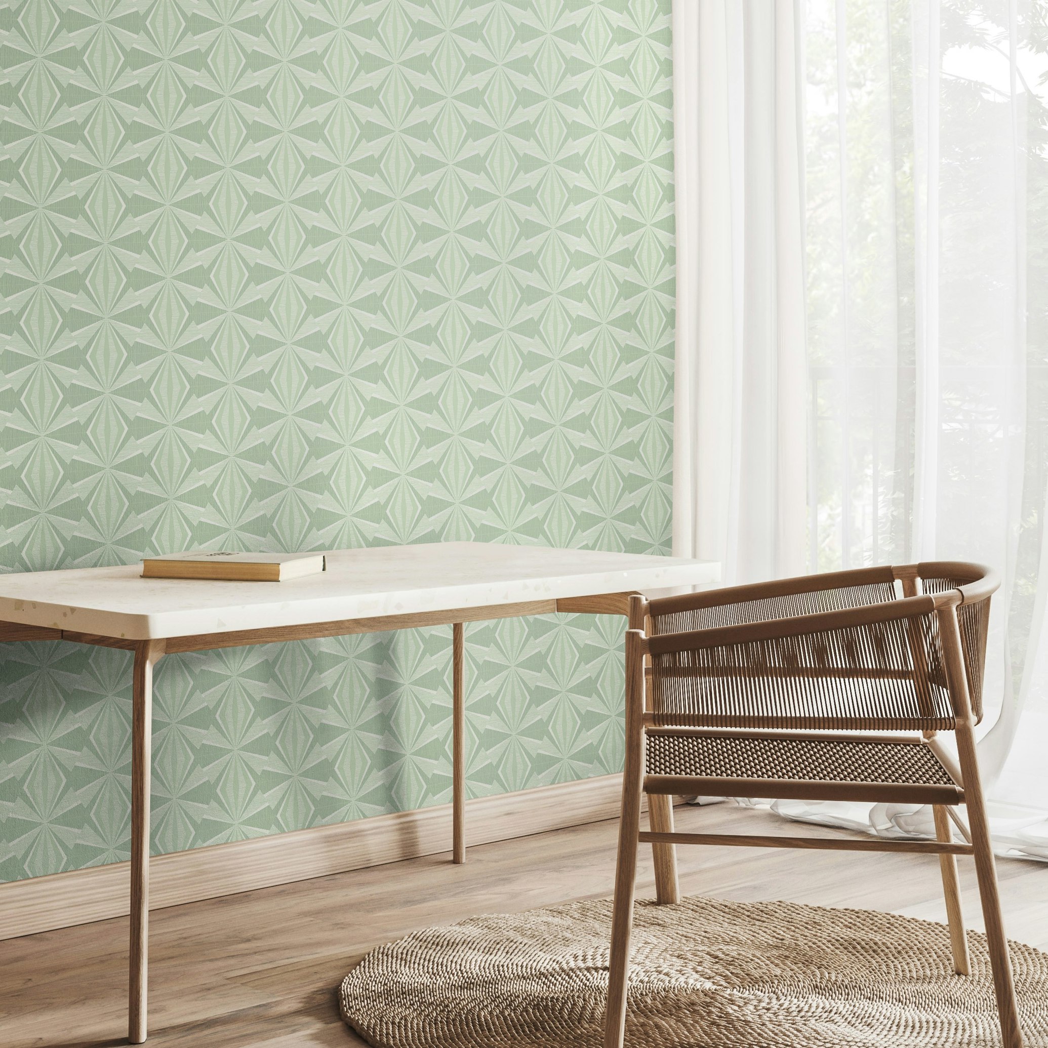 Hoopla Walls Green Sunray Diamond - Mint 10M Wallpaper - Mint