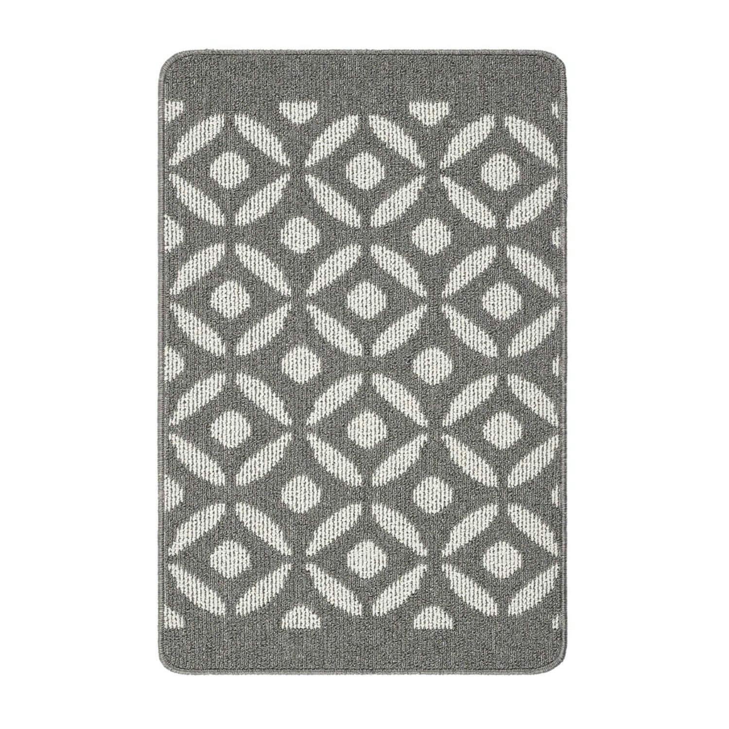 Rackhams Grey Washable Geometric Mat And Runner - 50X80 Cm