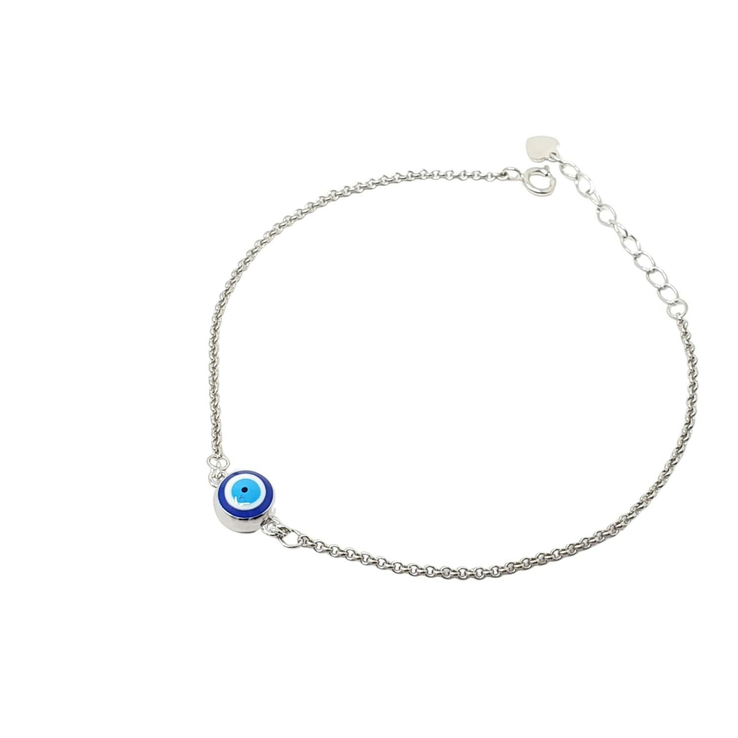 Harfi Women's Silver Turkish Evil Eye Friendship Sterling Bracelet