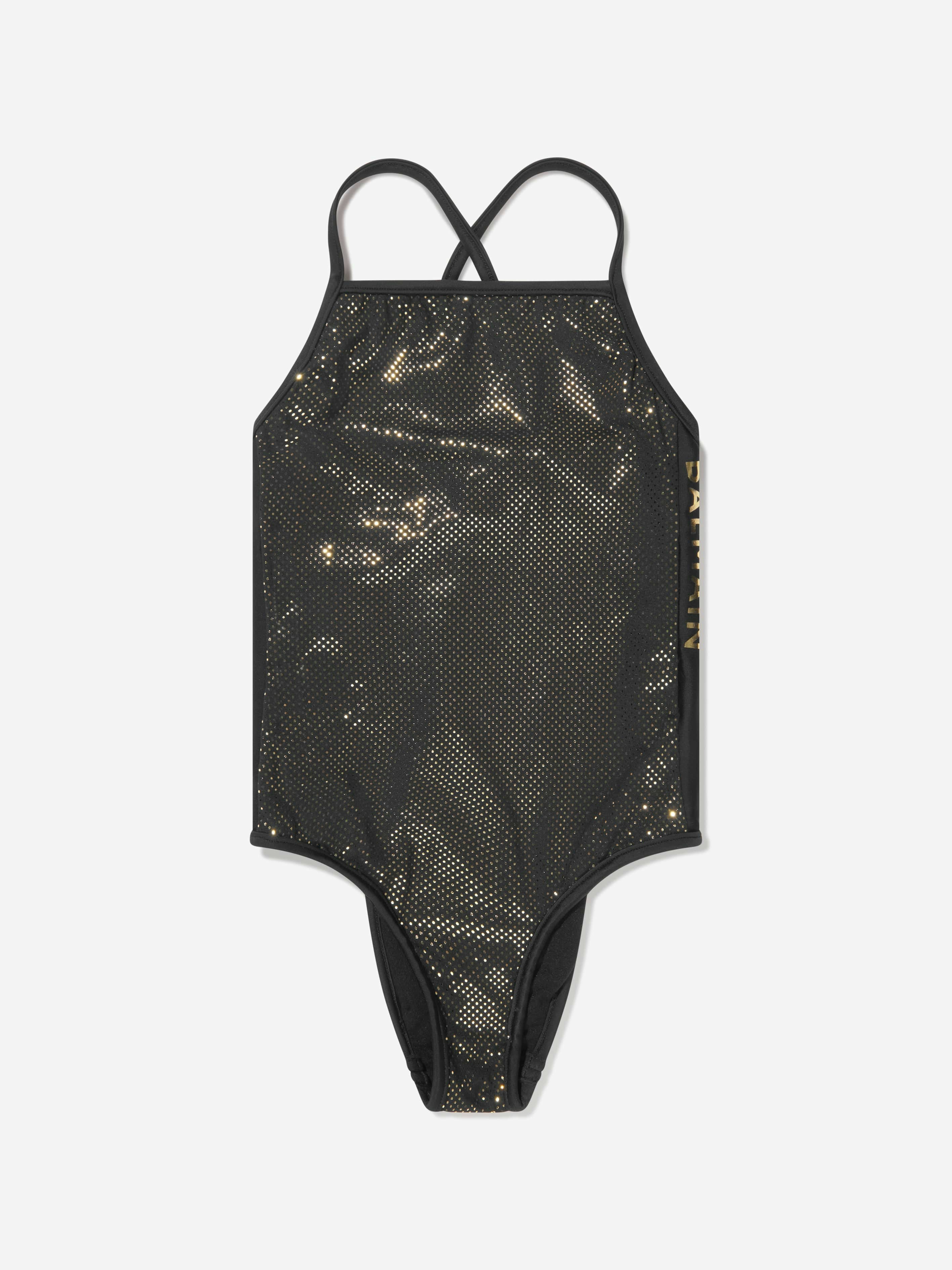 Balmain Girls Black Logo Swimsuit In - 10 Yrs