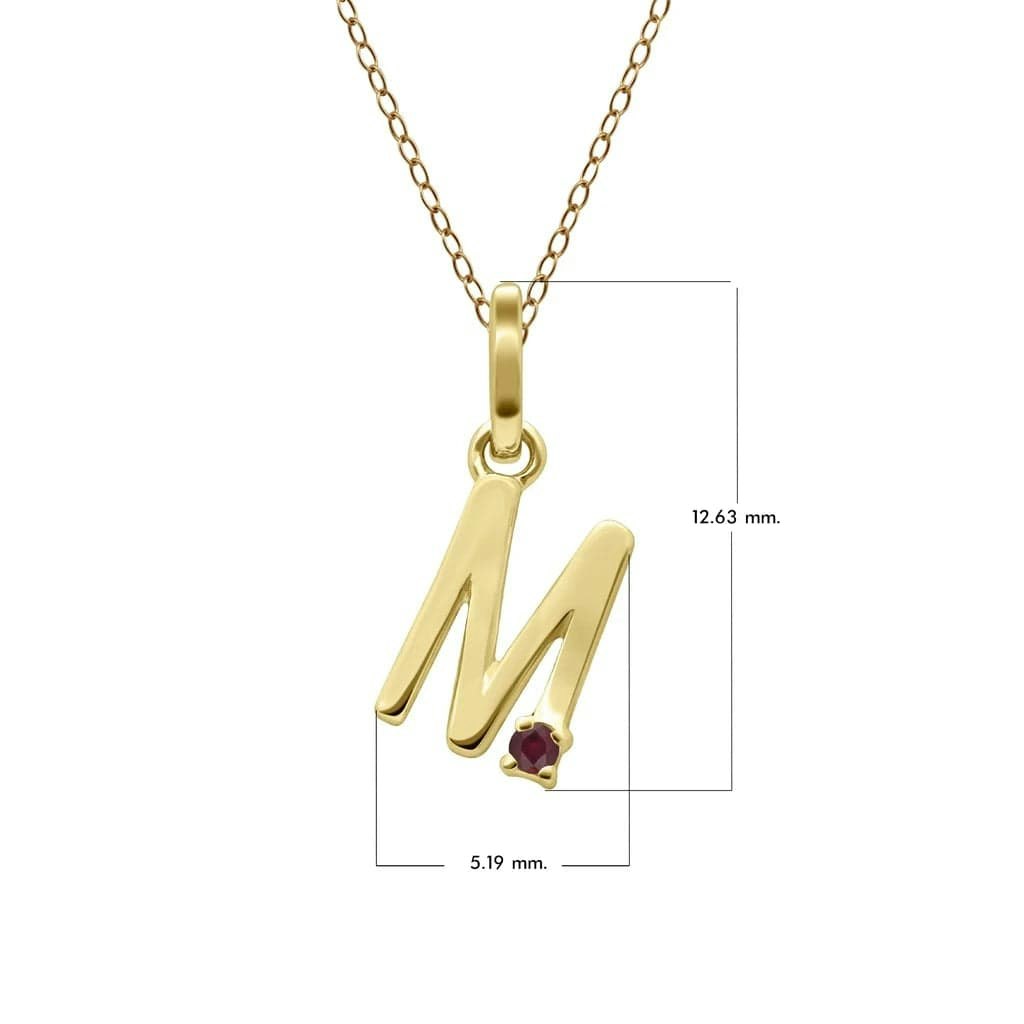 Gemondo Yellow/Gold Initial Ruby Letter Necklace In 9Ct - M