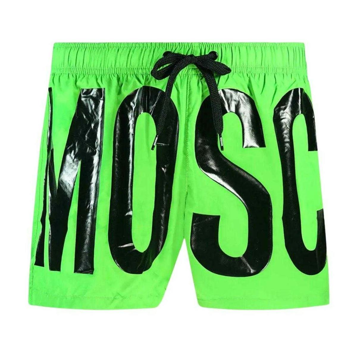 Moschino Men's Green Logo Swim Shorts - Bright - M - Bright - 100% Polyester