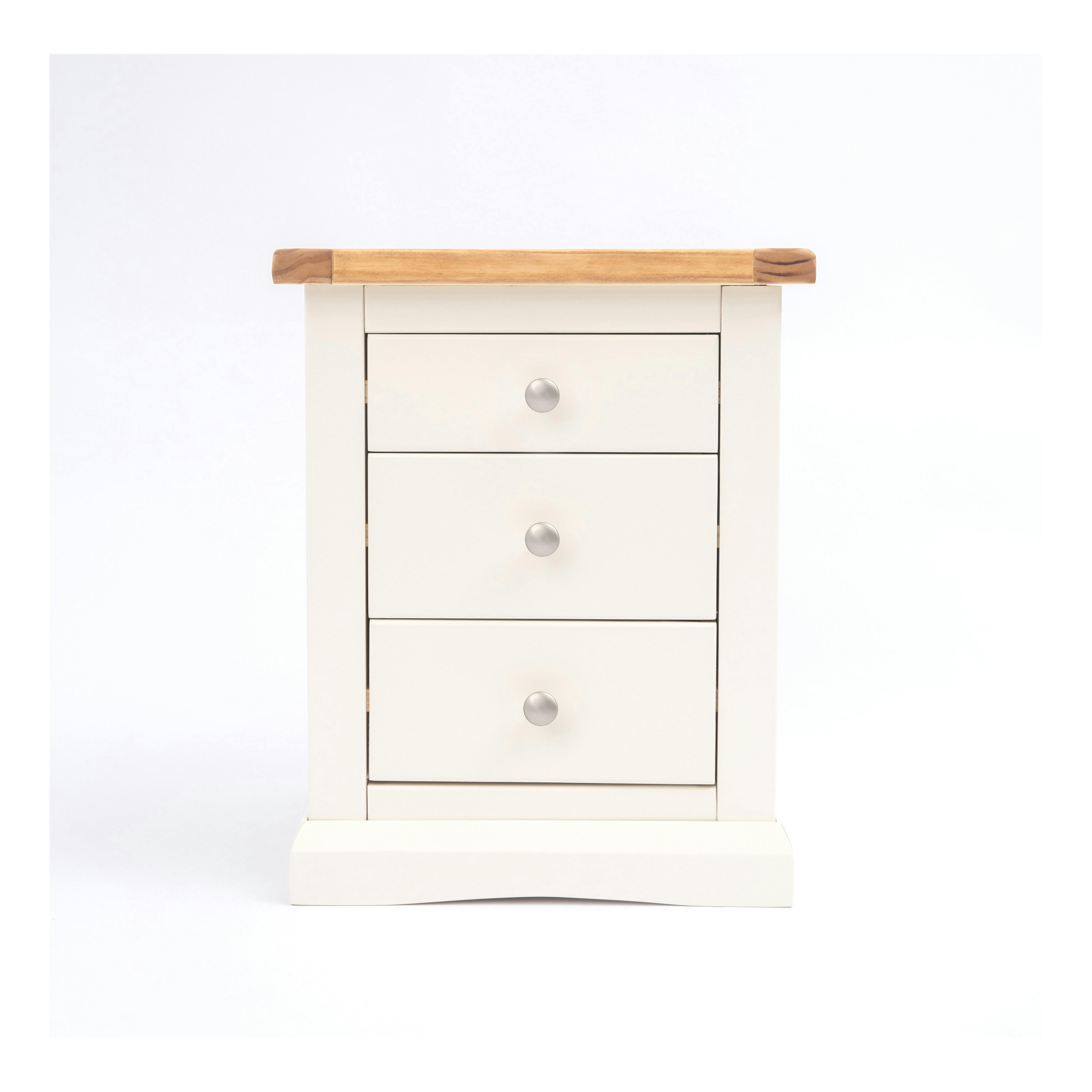 Cabinet Bits White Castelli 3 Drawer Bedside Table - Off