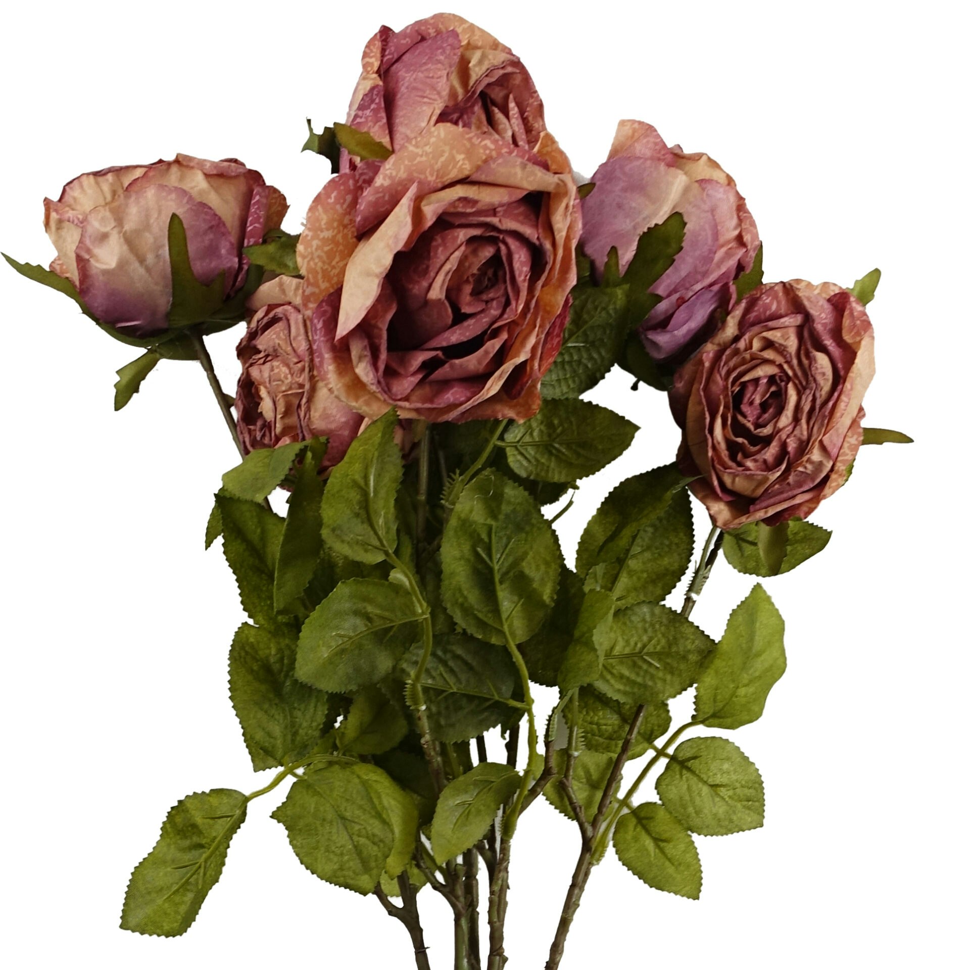 Leaf Dark/Pink Pack Of 6 X 70Cm Artificial Rose - 6 X 70Cm Rose - 70Cm - 70Cm