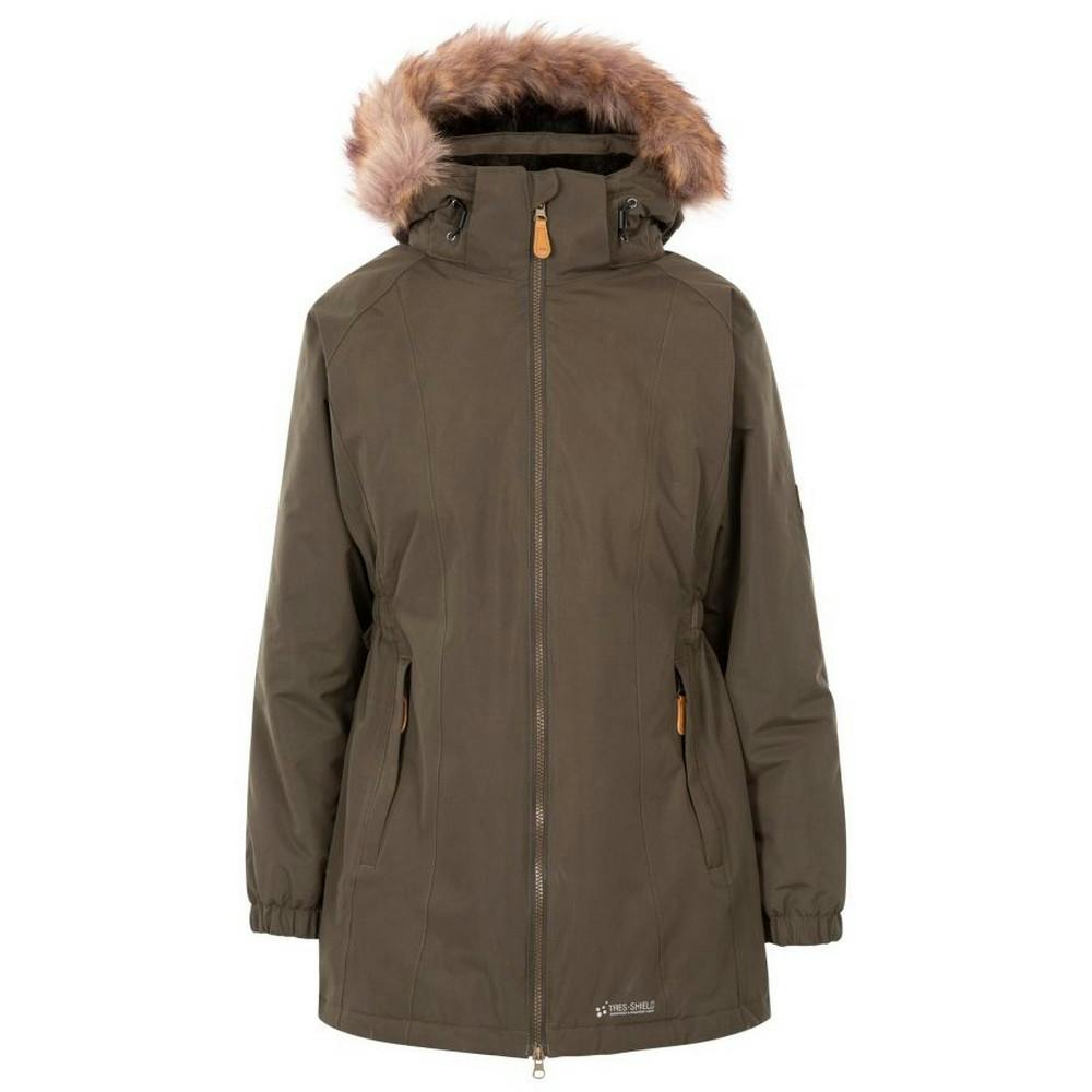 Trespass Women's Dark Red Celebrity Insulated Longer Length Parka Jacket In | Size: Small - Image 2