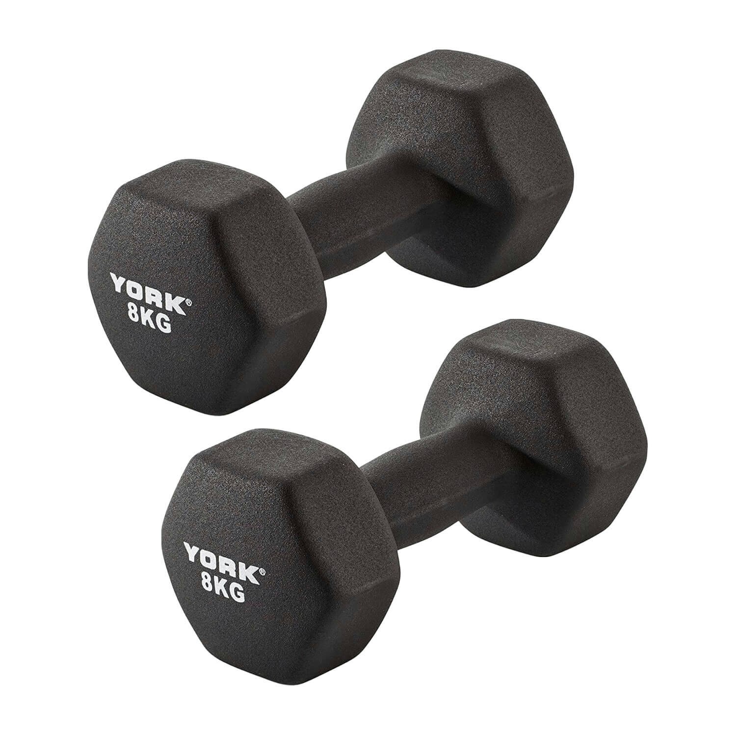 York Neoprene Hex Dumbbells 2 X 8Kg
