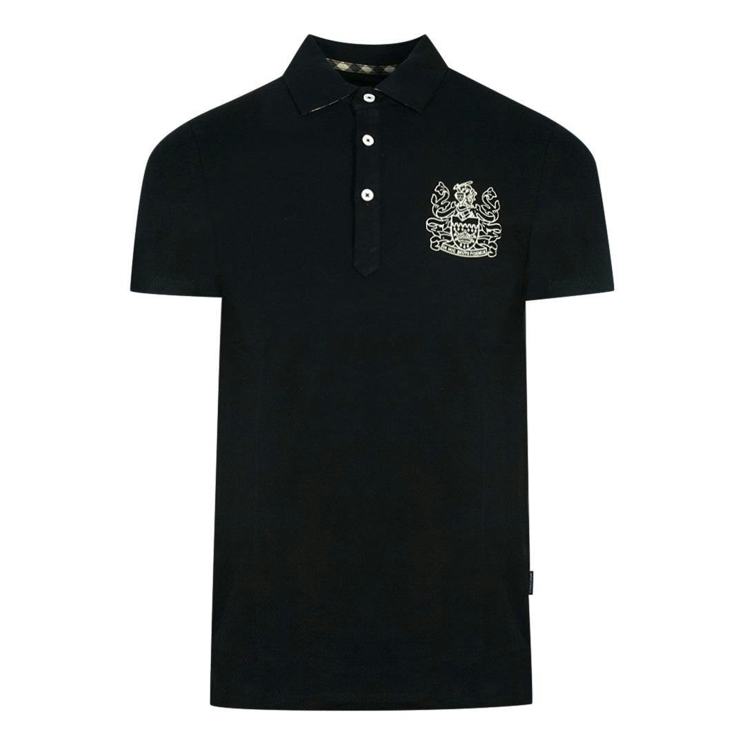 Aquascutum Unisex Black Adult Aldis Chest Logo Polo Shirt - M