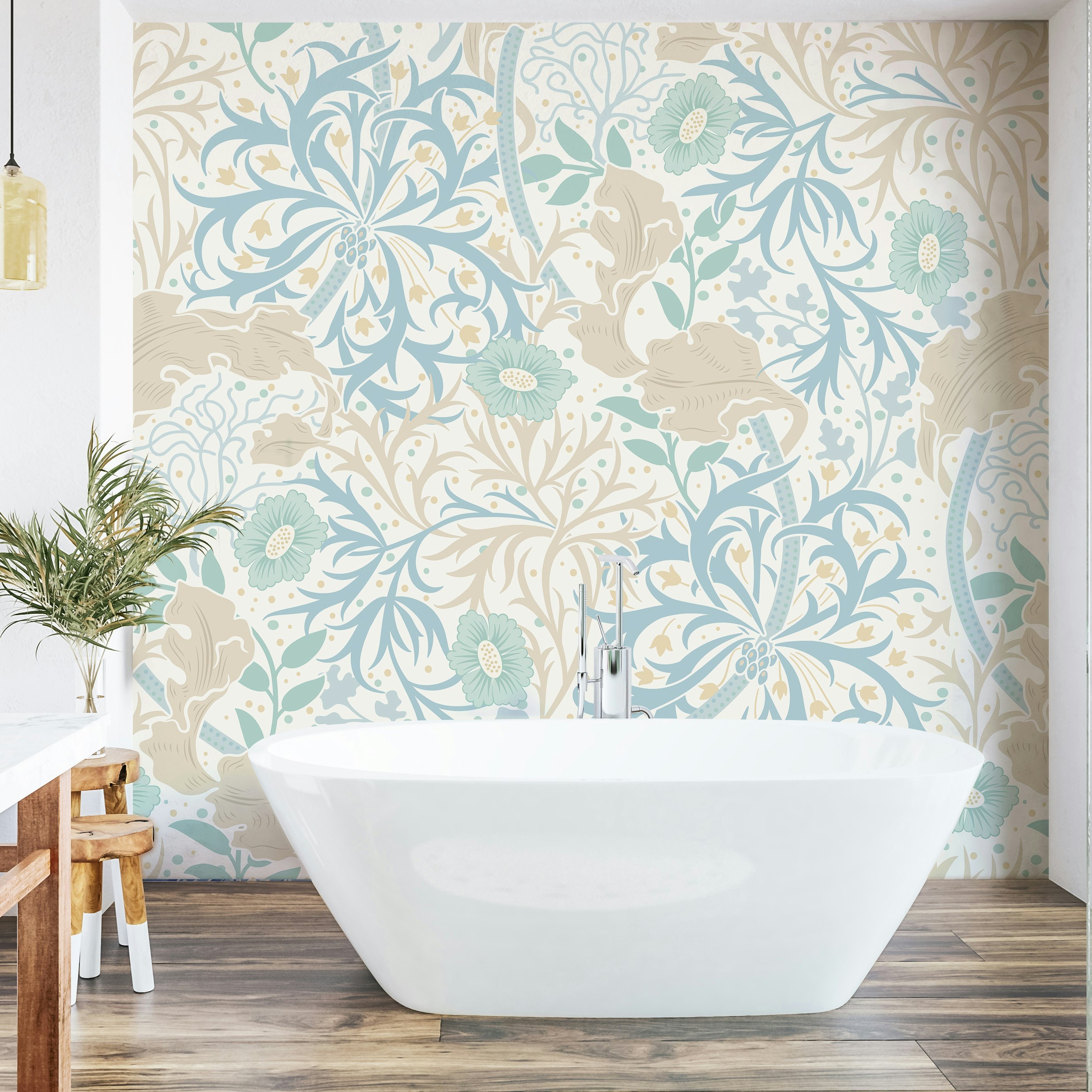 Rackhams Blue Trailing Seaweed Garden - And Linen - Medium - W300cm X H240cm