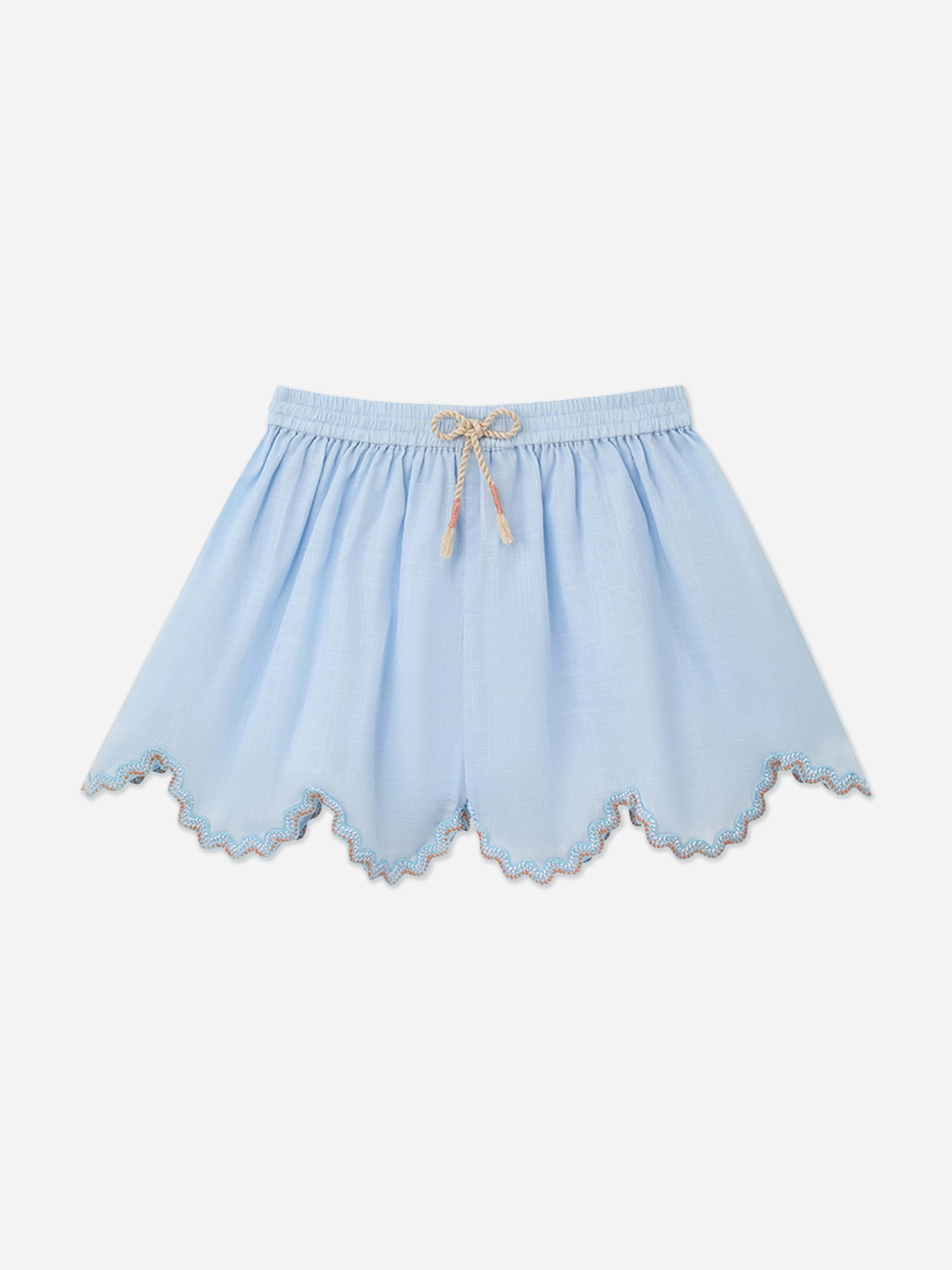 Zimmermann Girls Blue Cascadian Ric Rac Shorts In - 2 Yrs