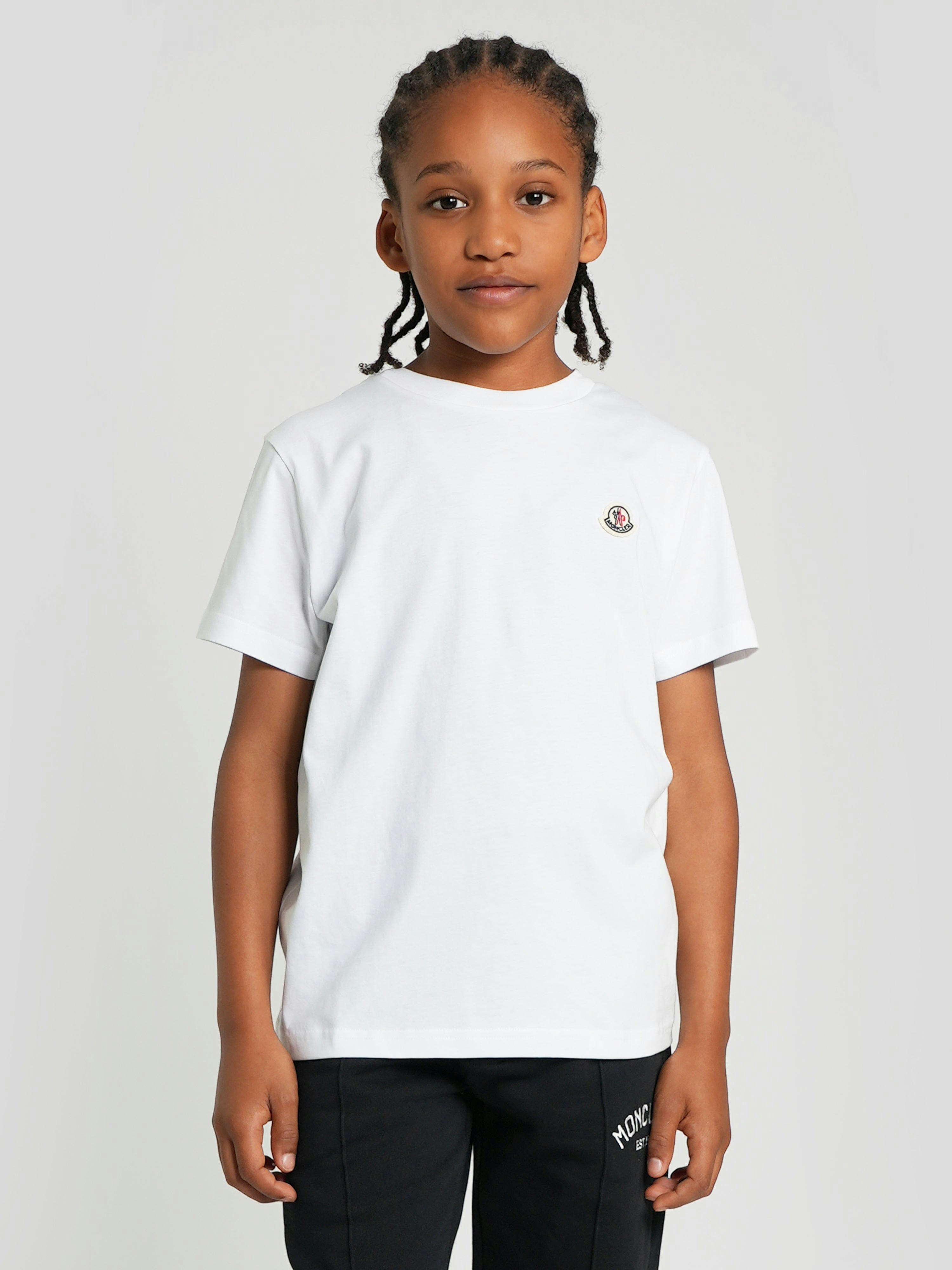 Moncler Enfant Boys White Logo T-Shirt In - 12 Yrs
