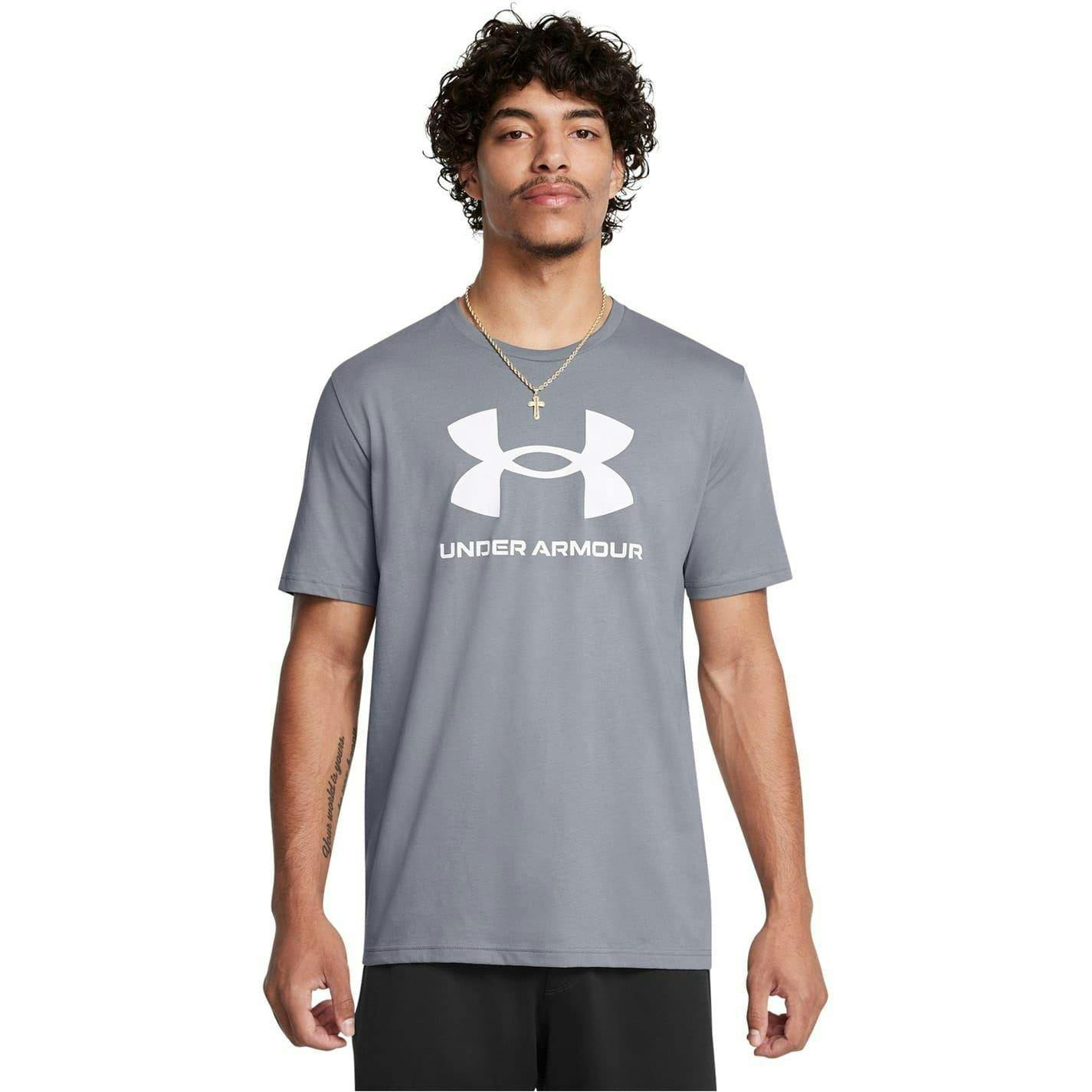 Under Armour Men's Grey Sportstyle Performance Workout T-Shirt - S - 60% Cotton/40% Polyester