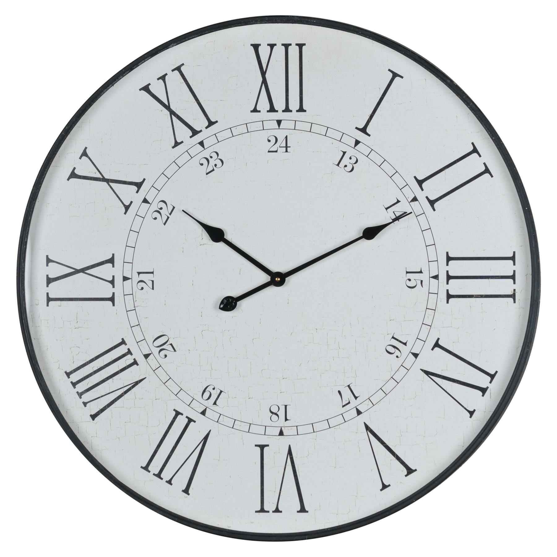 Hill Interiors Large Round Embossed Station Clock - Neutral - One Size - Neutral - 100% Wood