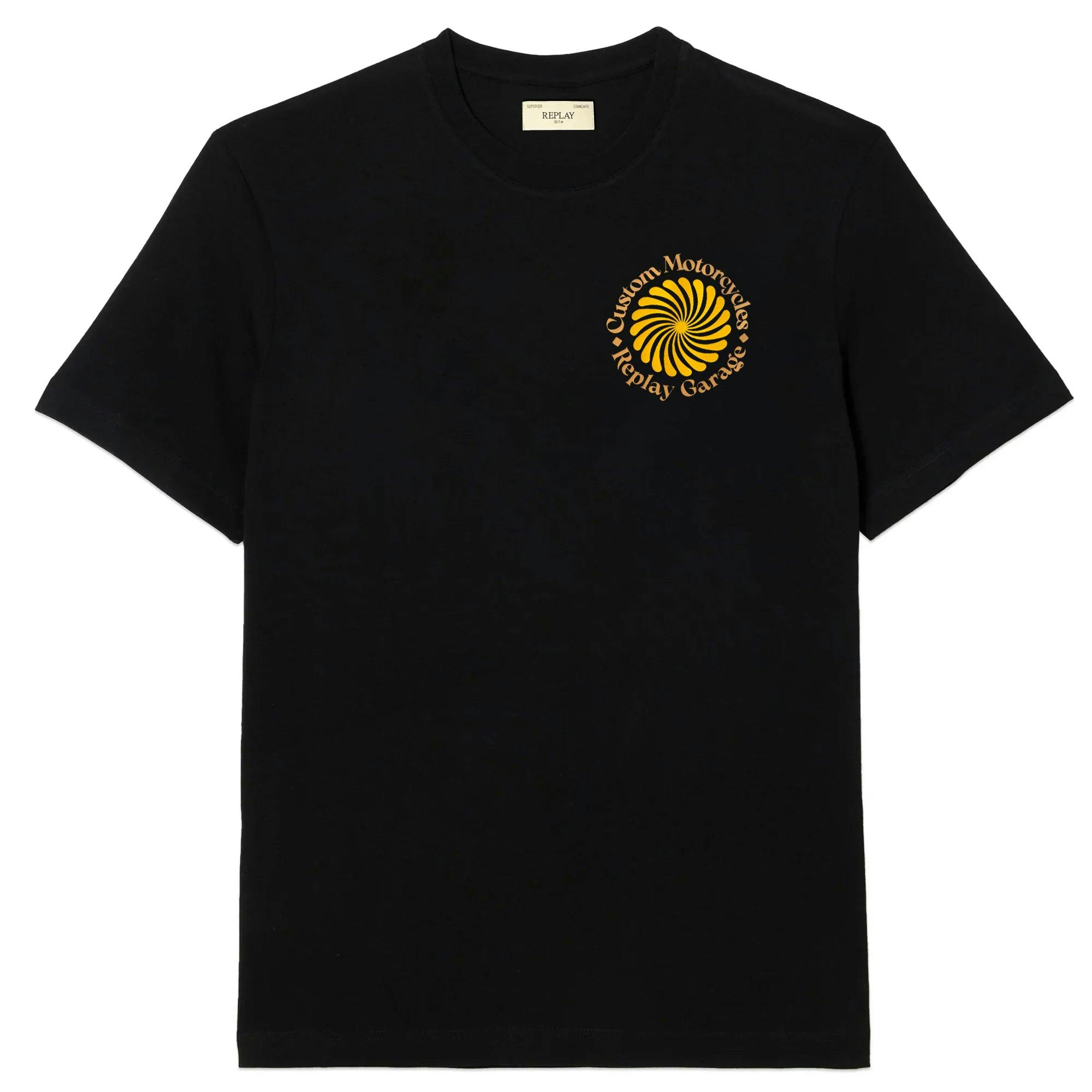 Replay Black Biker T-Shirt - Singha Beer - Medium