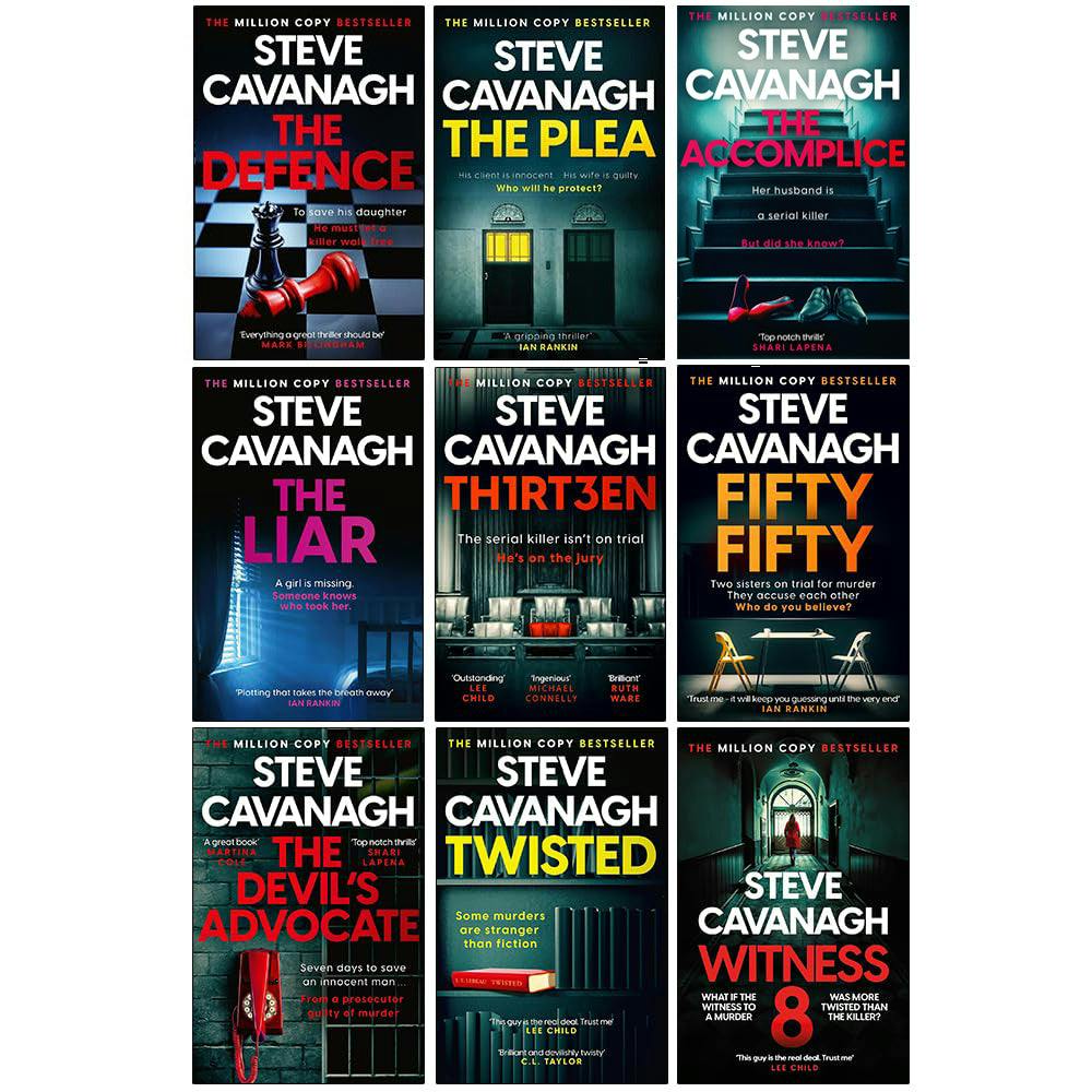 Various Publishers Steve Cavanagh Eddie Flynn Series 9 Books Collection Set The Defence, The Plea, The Liar, Thirteen, Fifty Fifty, Twisted, The Accomplice & More