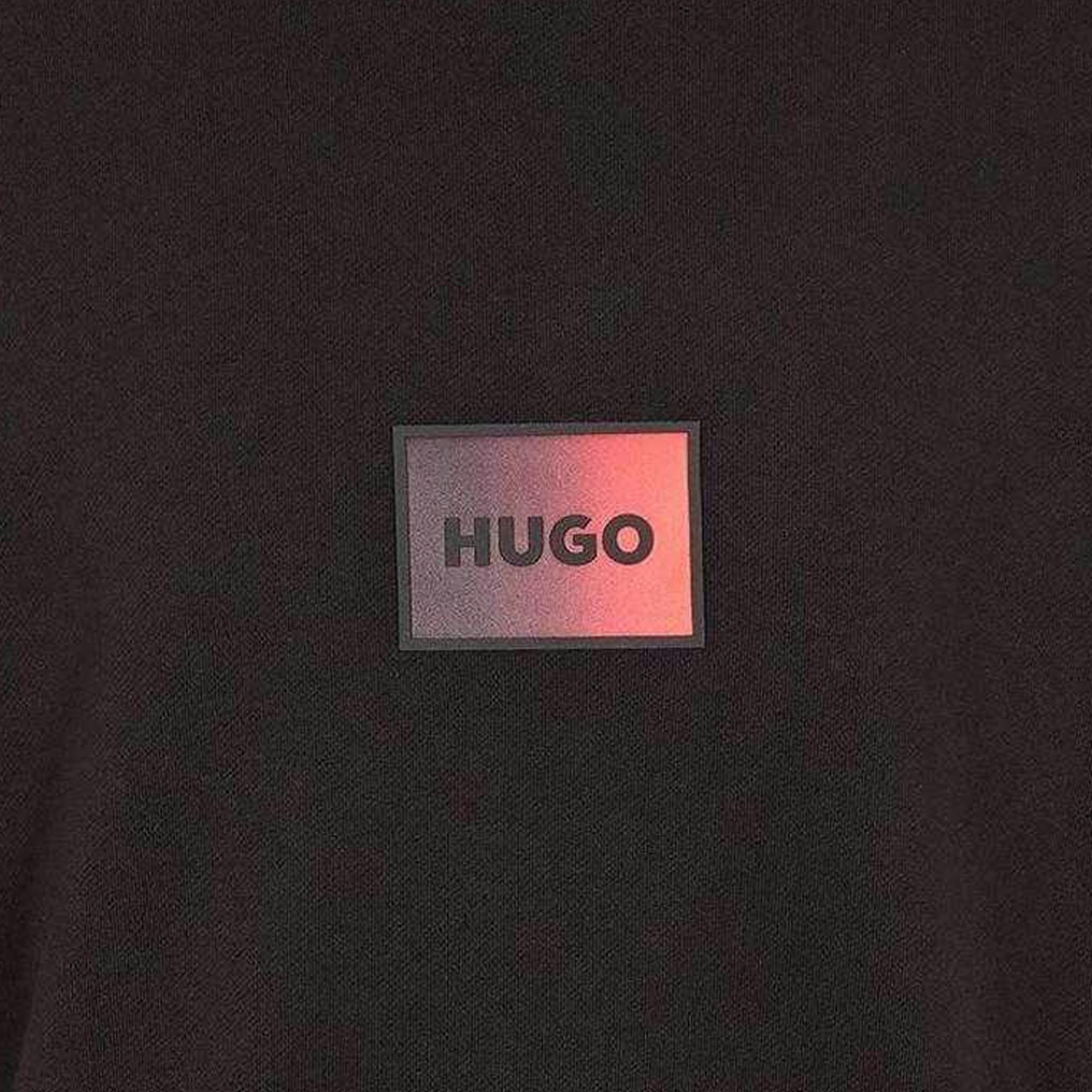 Hugo Men's Black Danotop Gradient Logo Ribbed Sweatshirt - Xxl - 100% Cotton